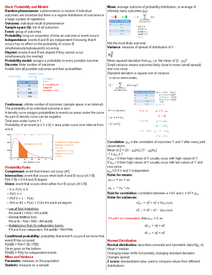 Stat exam 3 note sheet - Summary Intro to Statistics - General ...