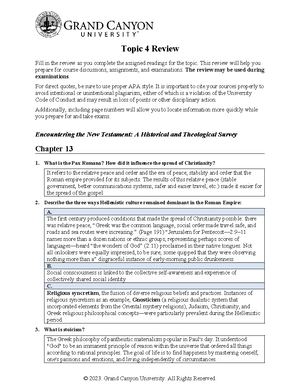 Parable Assignment - Review the 