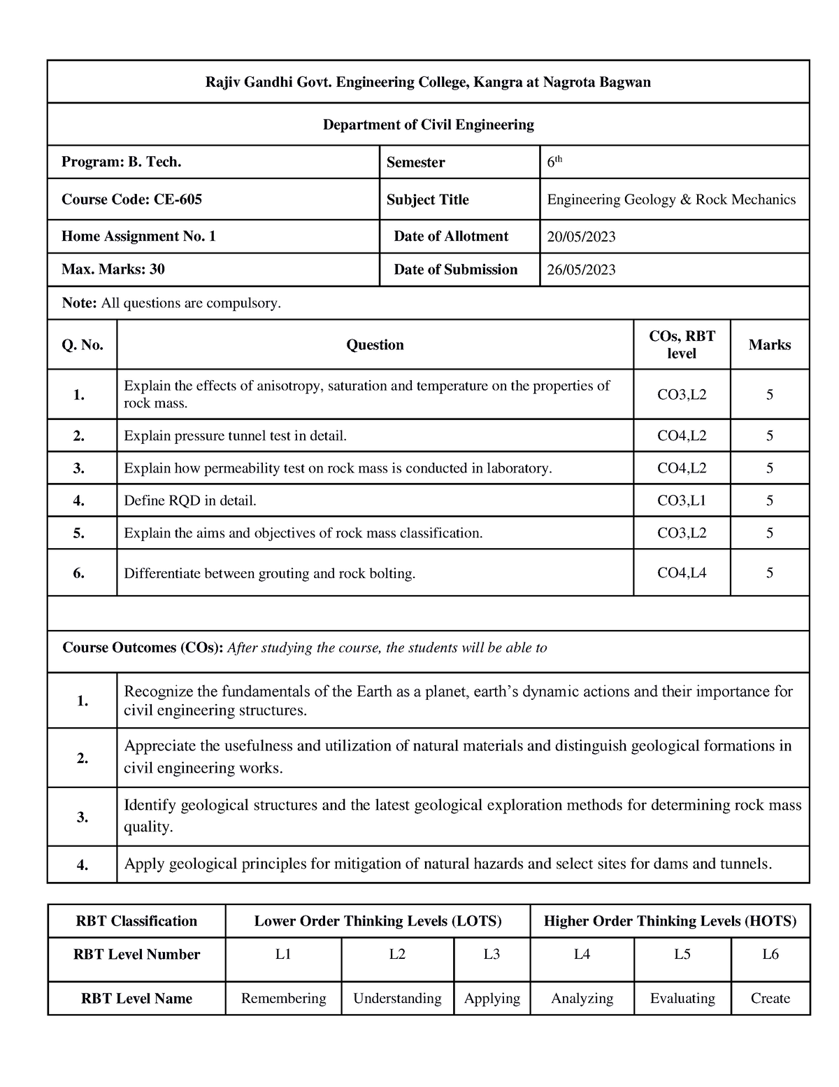 HA 2 CE-605(2023) - Ggg - Rajiv Gandhi Govt. Engineering College ...