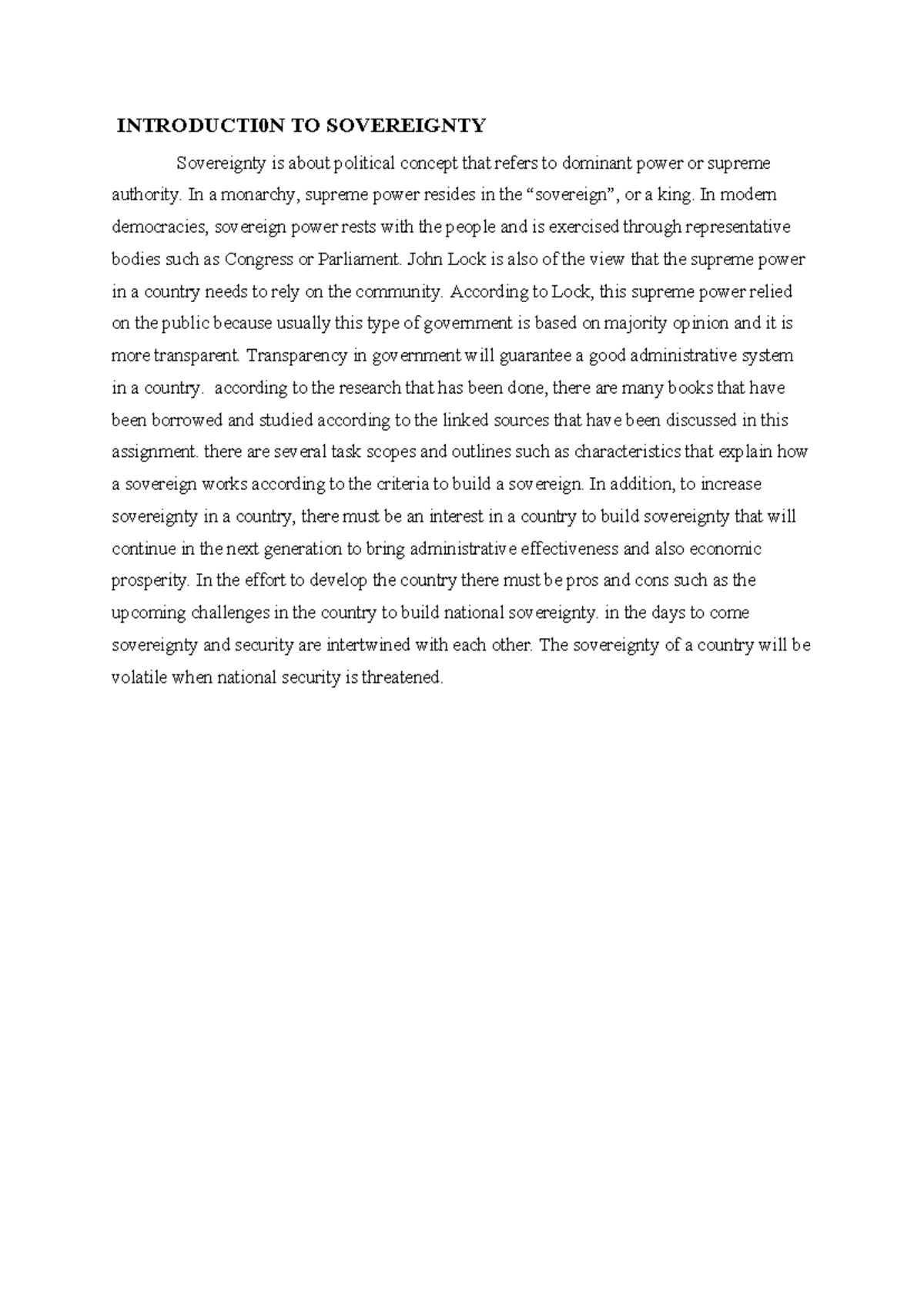 characteristics sovereignty - INTRODUCTI0N TO SOVEREIGNTY Sovereignty ...