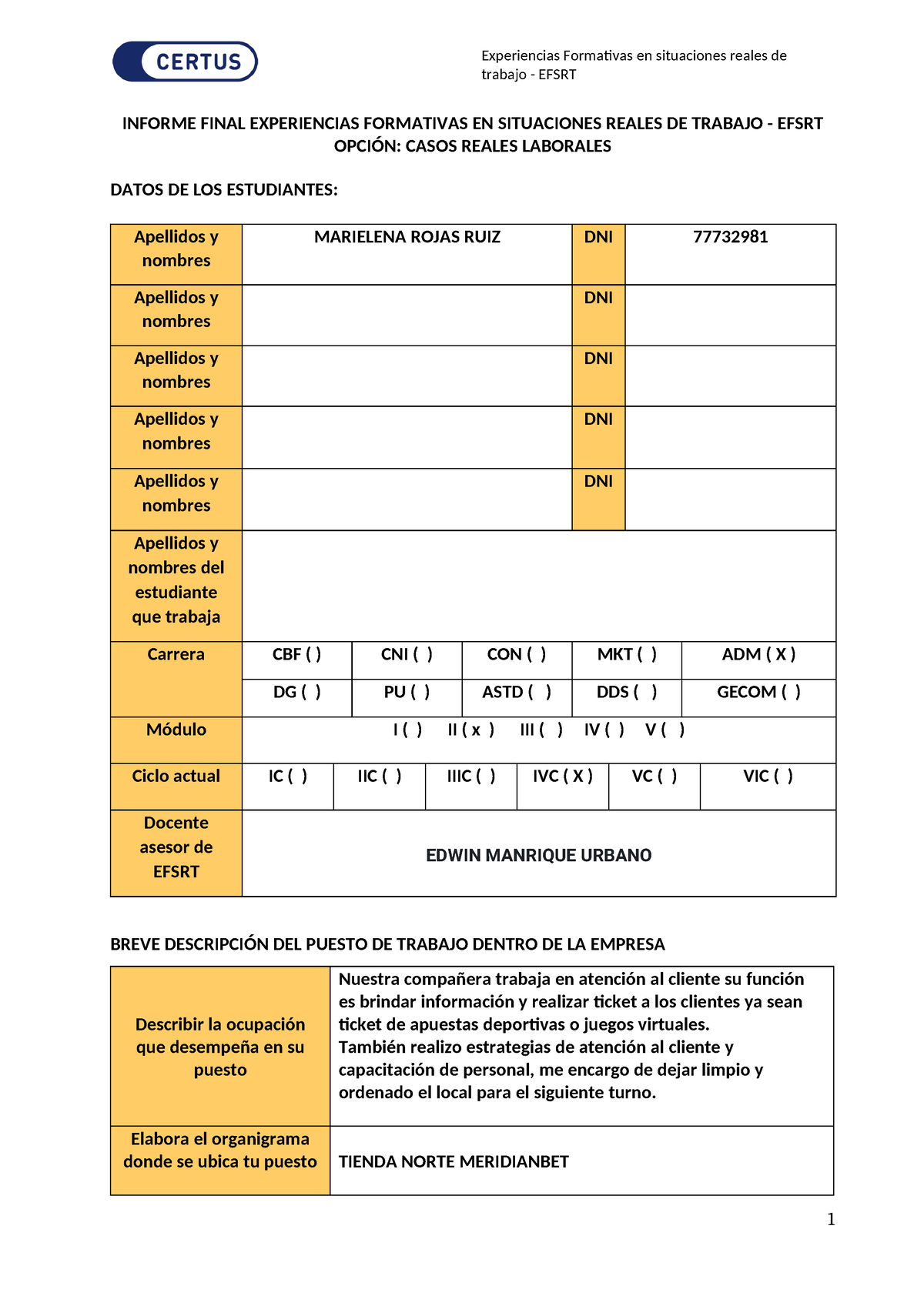 Informe Final Casos Reales Laborales 23 - Trabajo - EFSRT INFORME FINAL ...