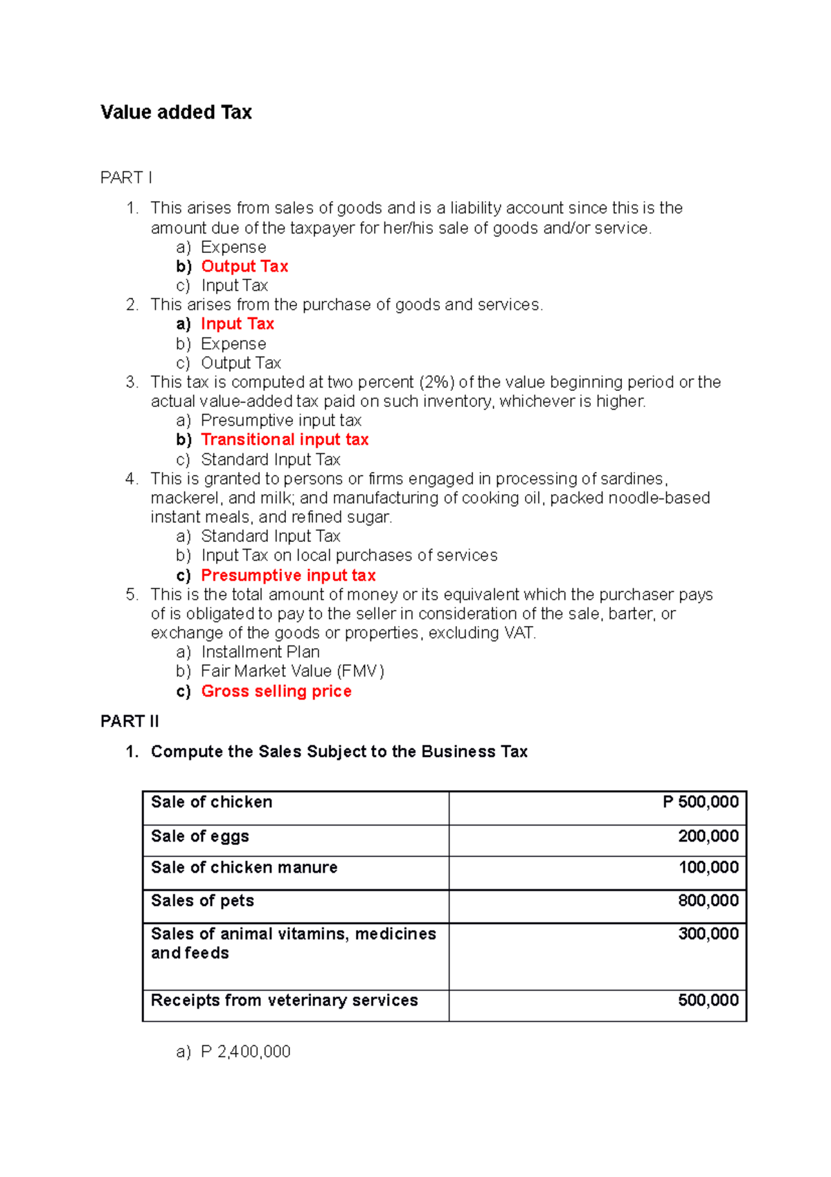 Value Added Tax - Value Added Tax PART I This Arises From Sales Of ...