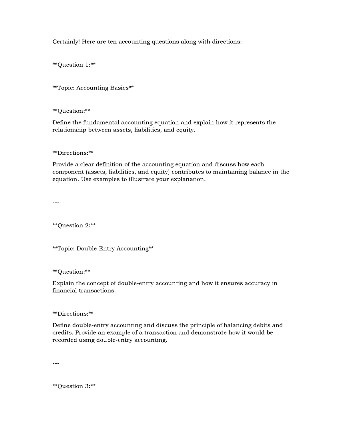 Accounting - Directions: Provide a clear definition of the accounting ...