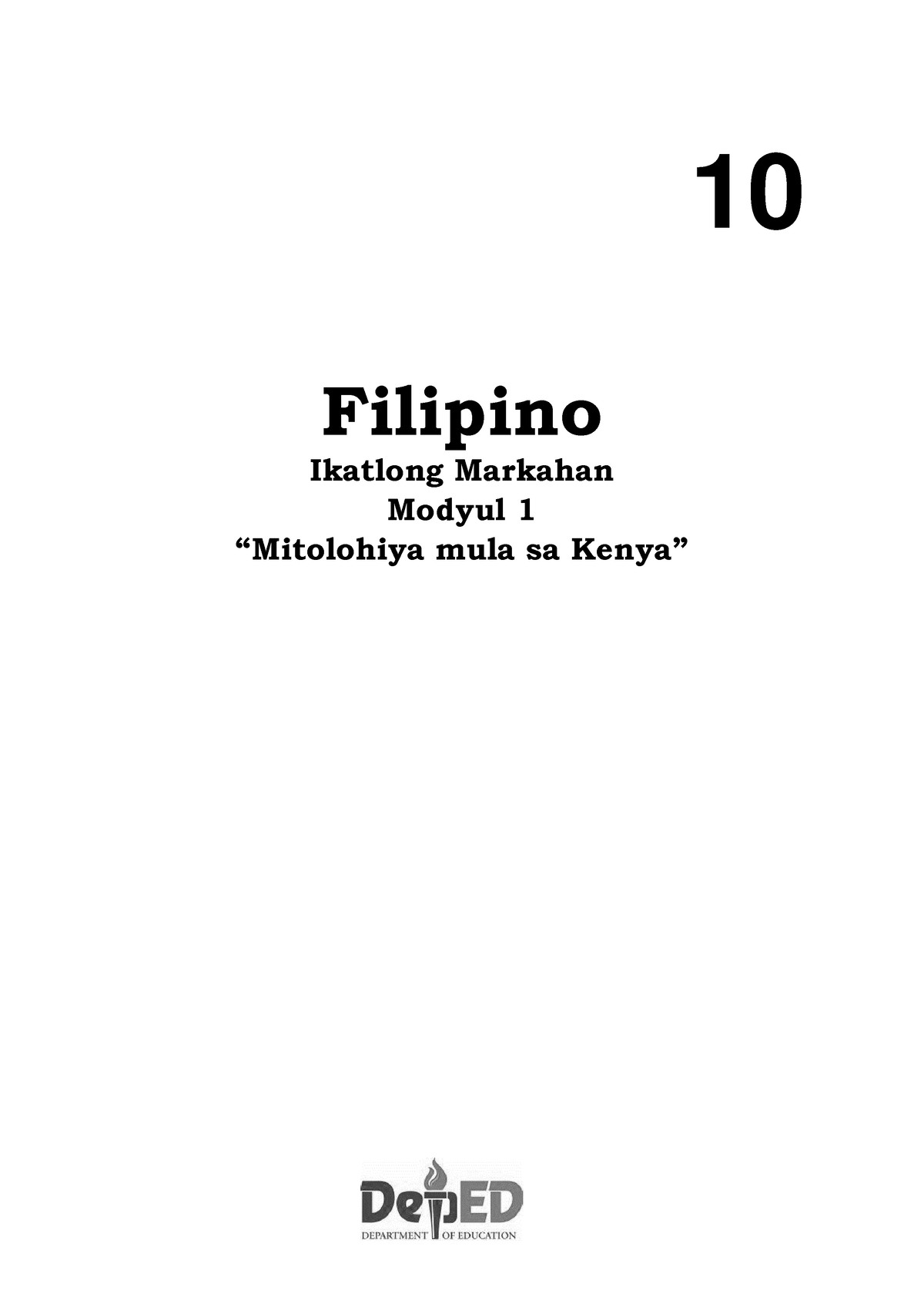 1 Q3 Filipino - 10 Filipino Ikatlong Markahan Modyul 1 “Mitolohiya Mula ...