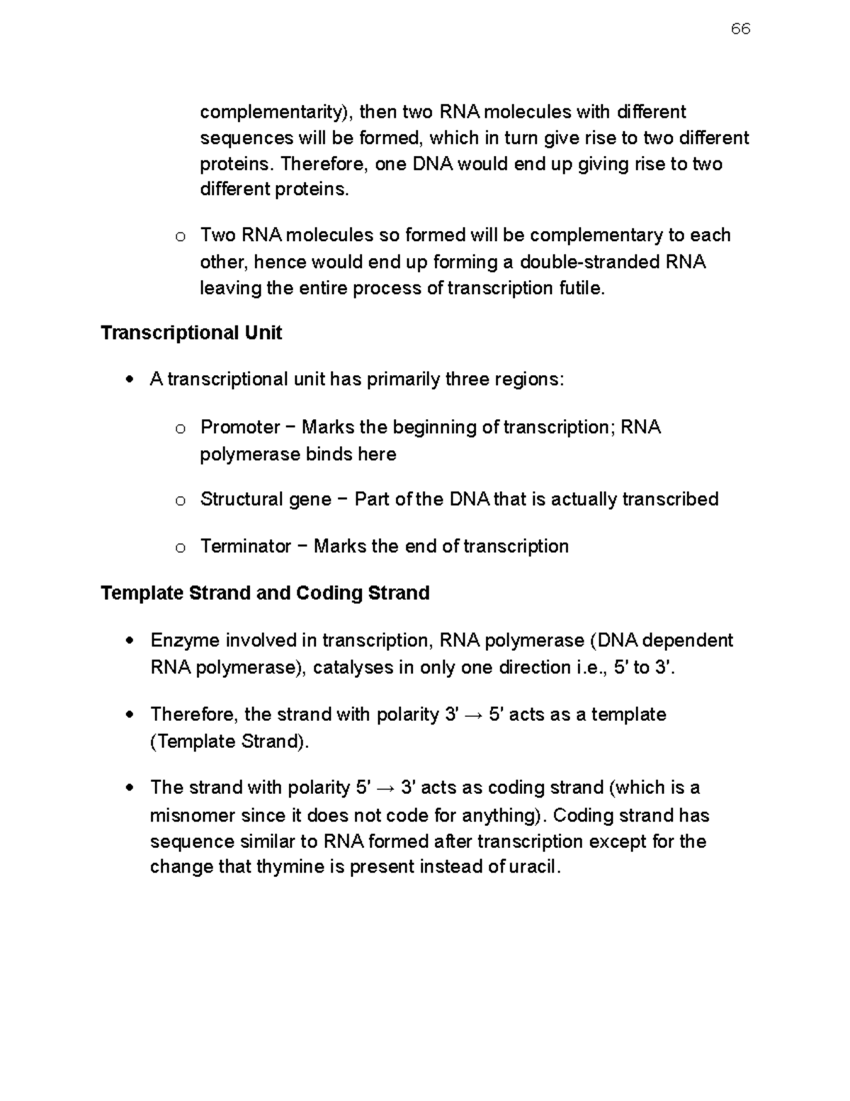 Bio Notes 12-14 - complementarity), then two RNA molecules with ...