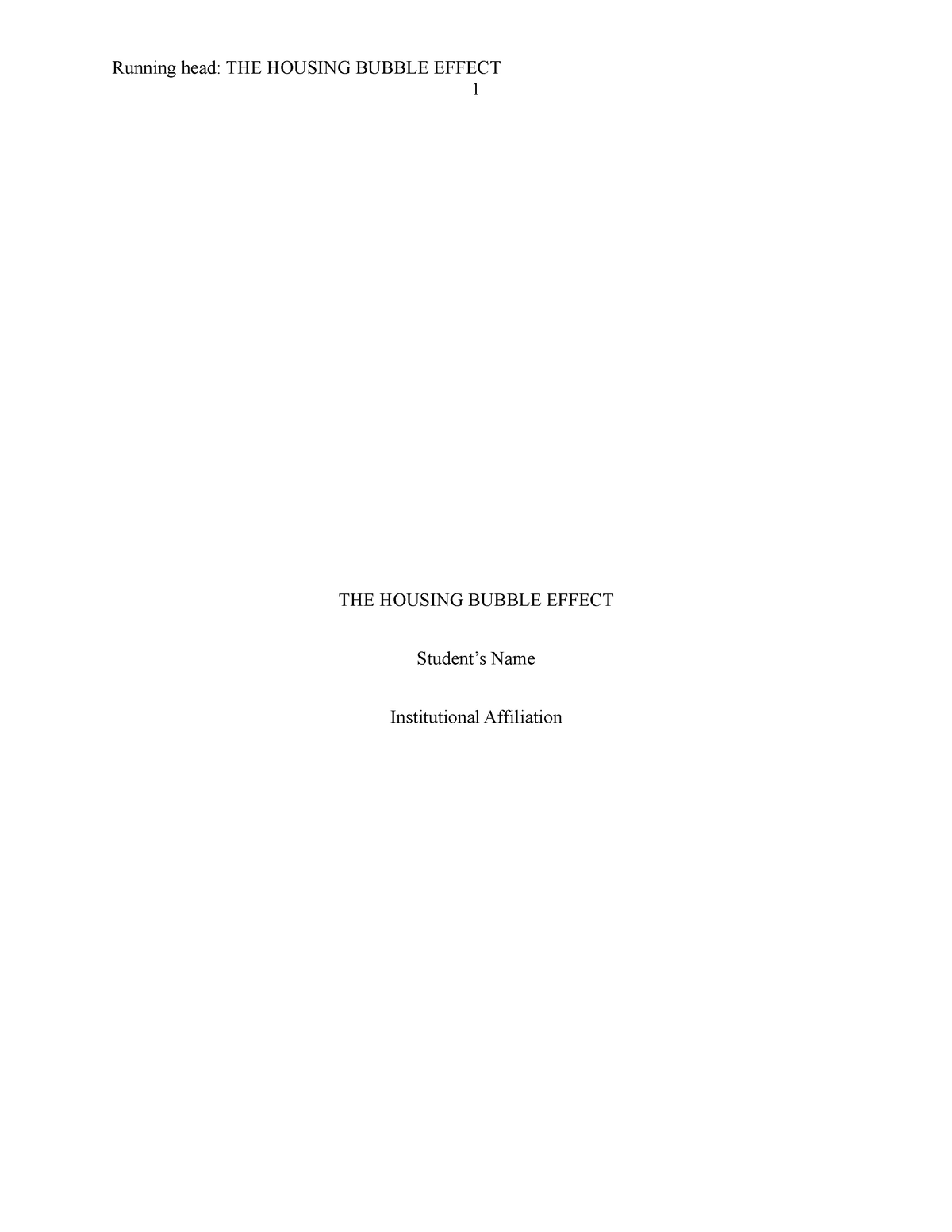 the-housing-bubble-effect-running-head-the-housing-bubble-effect-1