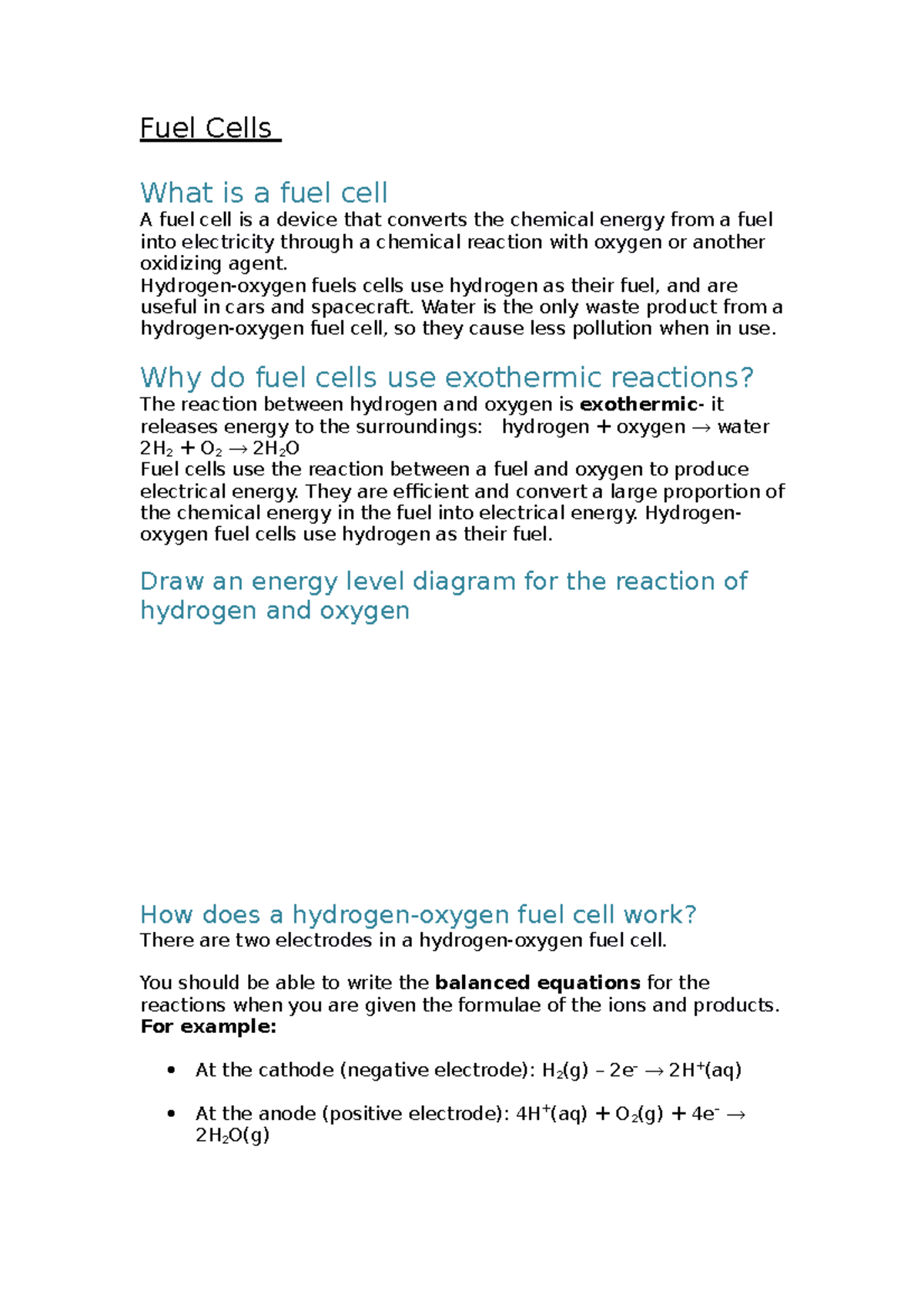 Fuel Cells Lecture notes 3 Fuel Cells What is a fuel cell A fuel