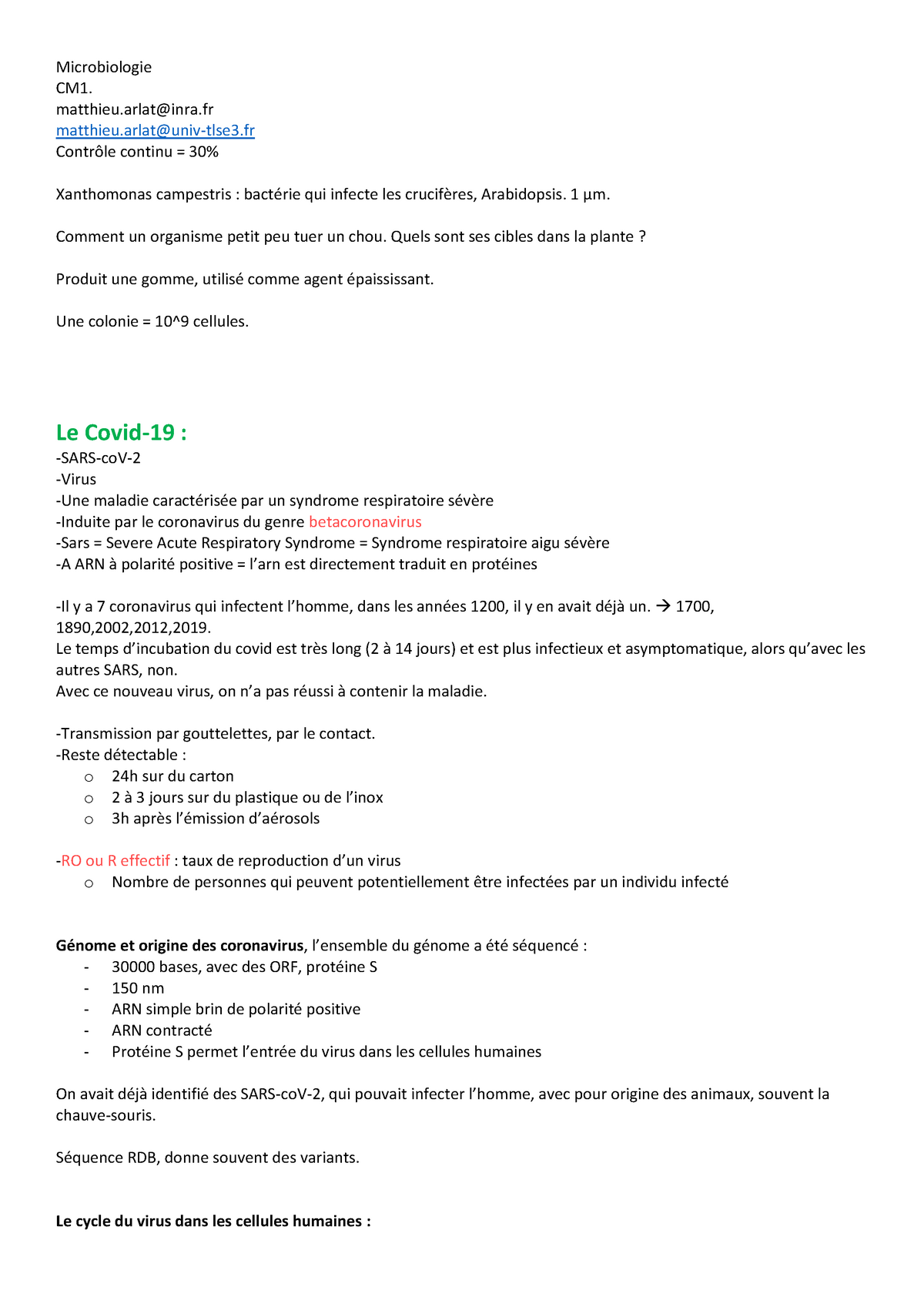 CM1-2-3 - Notes De Cours 1-3 - Microbiologie Générale 1 - UPS - Studocu