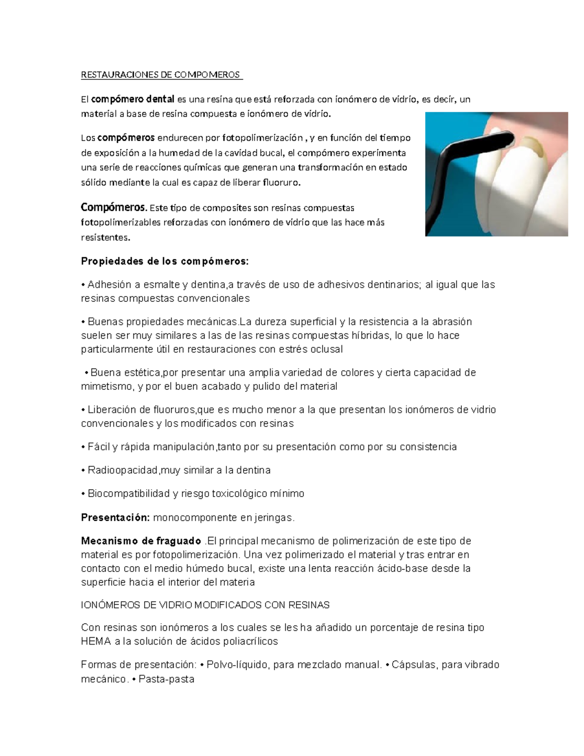 Restauraciones DE Compomeros - RESTAURACIONES DE COMPOMEROS El ...