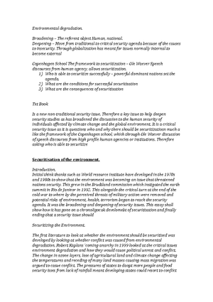Summary Exam Notes To Prepare For Questions On Environmental Summary Exam Notes To Prepare For Questions On Environmental Degradation Security Studies