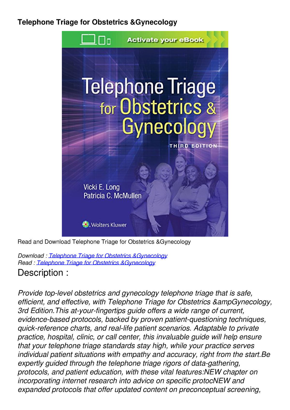 Get Pdf Download Telephone Triage For Obstetrics Gynecology Telephone Triage For Obstetrics 9034