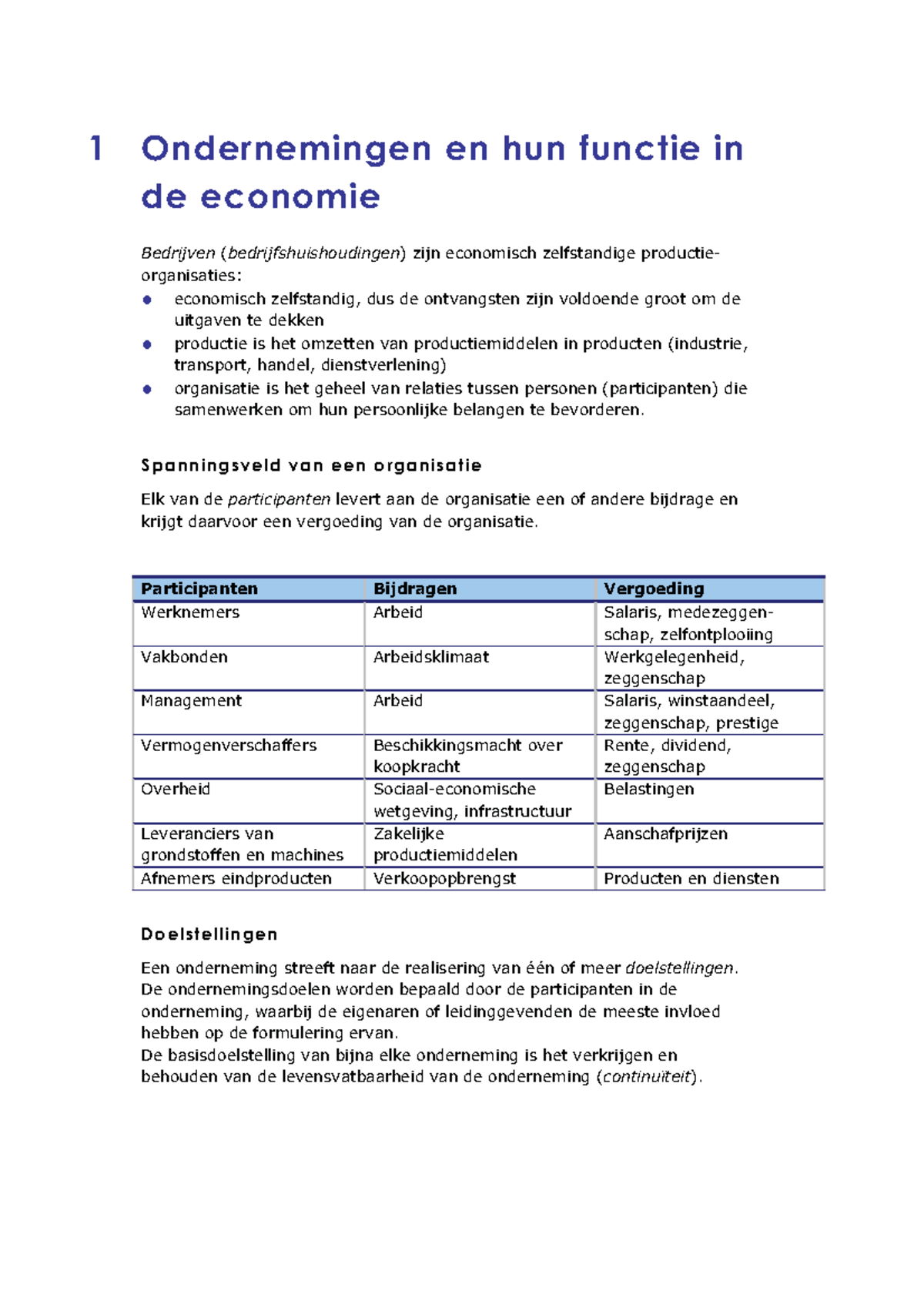 Samenvatting Bedrijfseconomie Hoofdstuk 1 T/m 17 - 1 Ondernemingen En ...
