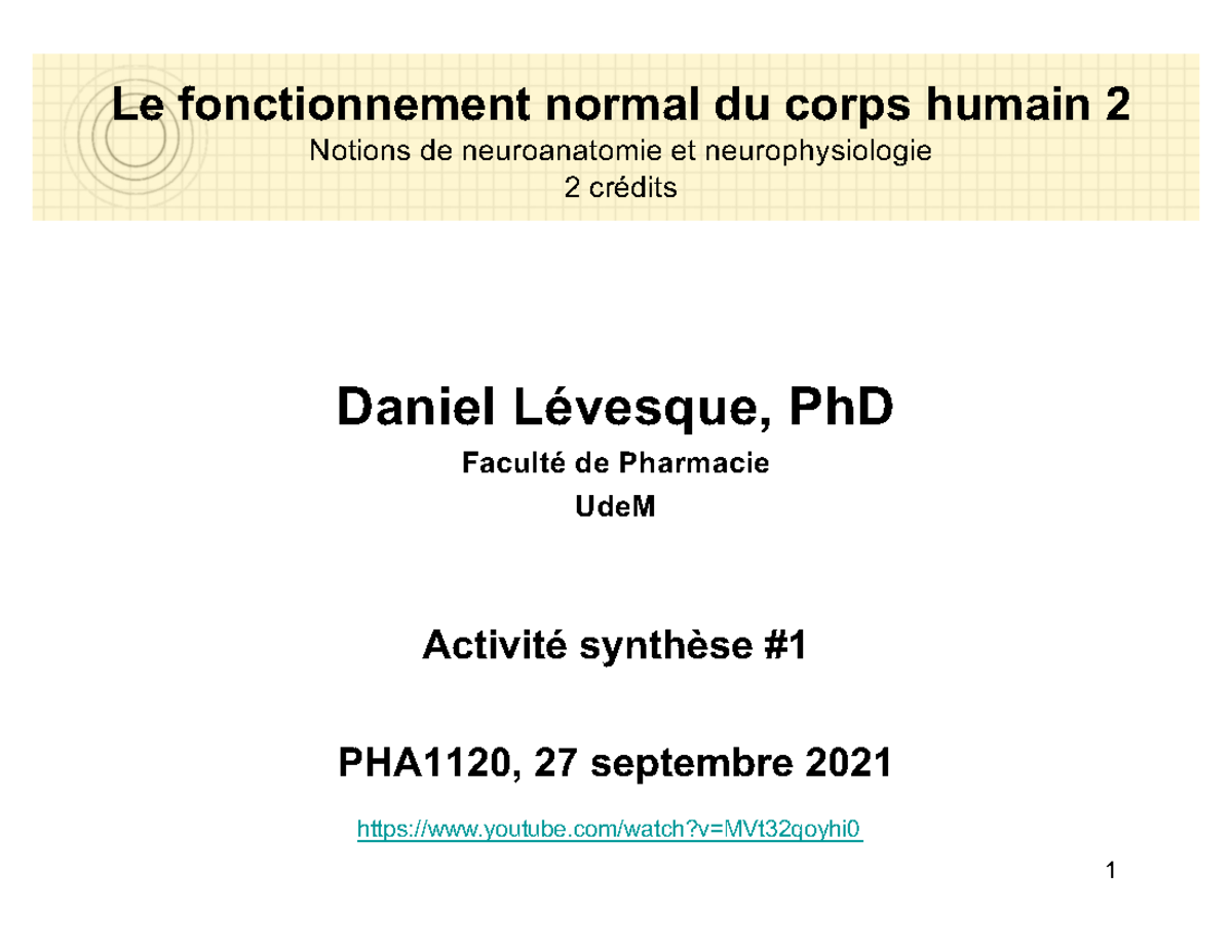 PHA1120 act synthese I A2021 - Daniel Lévesque, PhD Faculté de ...