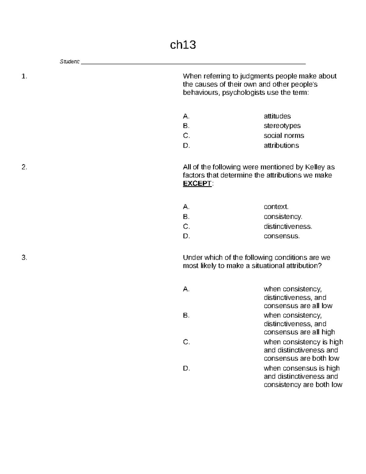 Psych 1000 - Chapter 13 Test Bank - 2020 - Ch _Student: - Studocu