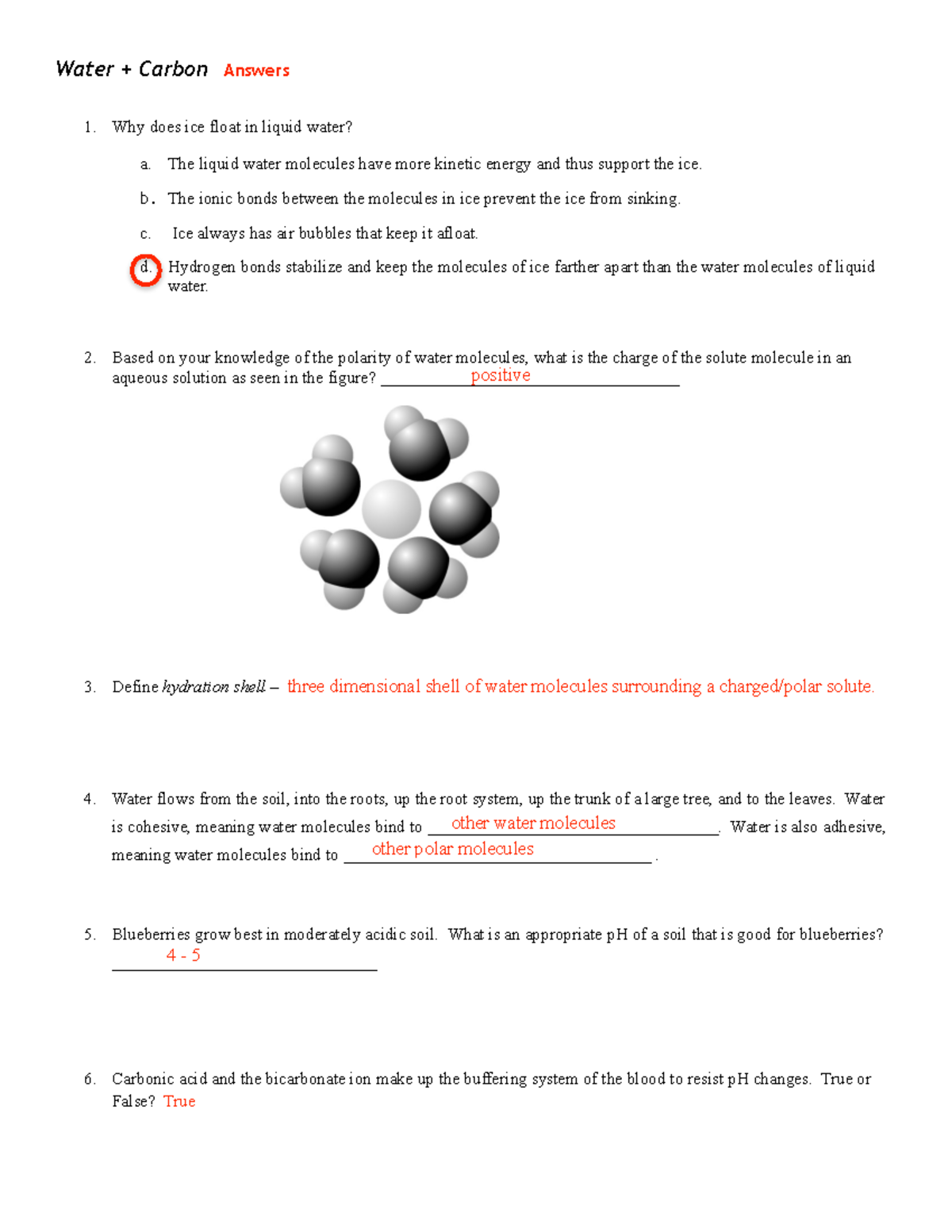 Water and Carbon Practice Answers Water + Carbon Answers Why does