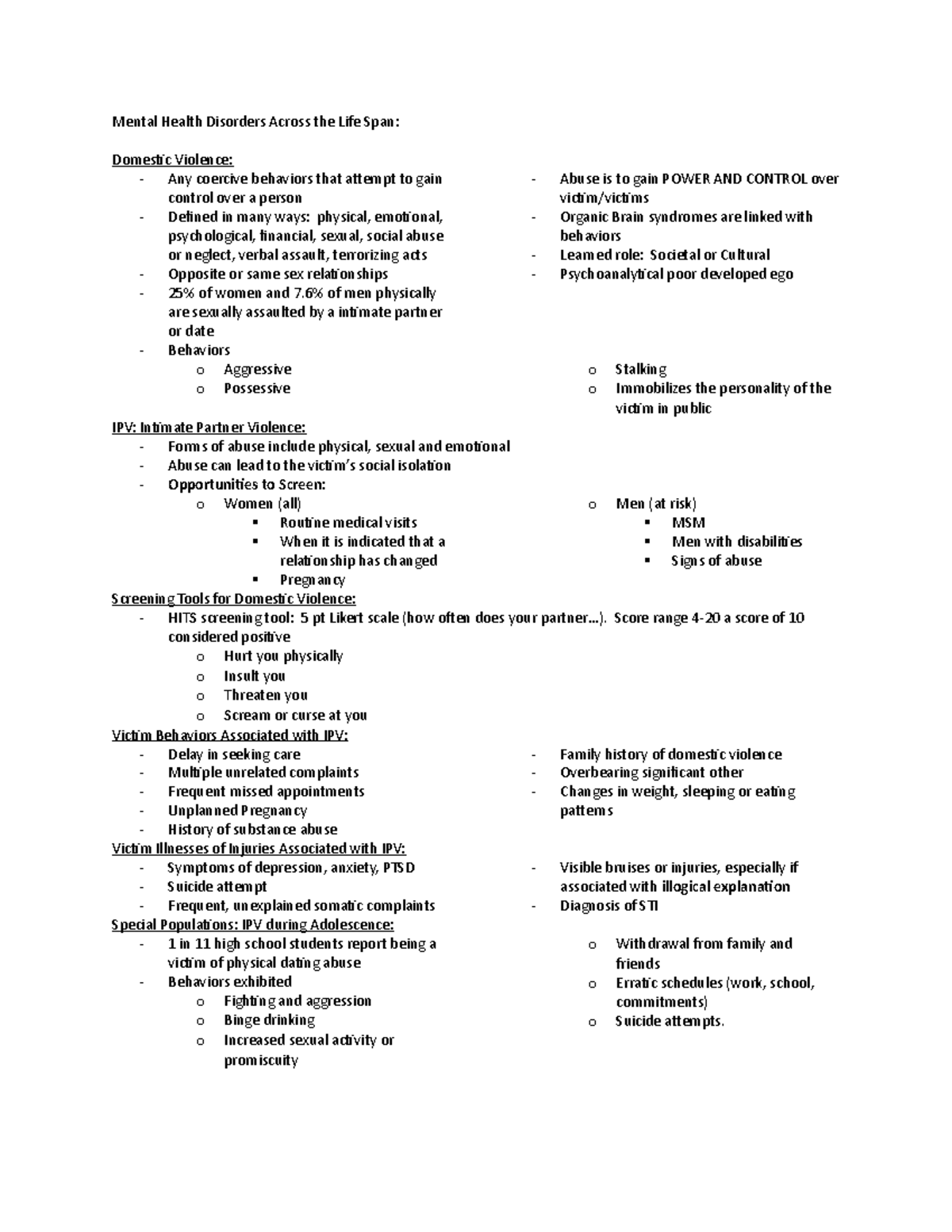 Mental Health Disorders Across the Life Span - Mental Health Disorders ...
