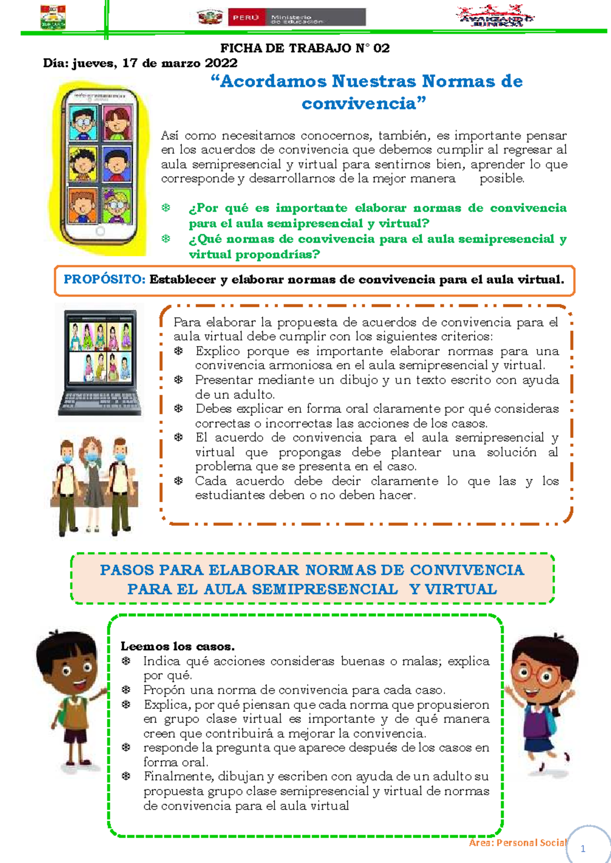 U1S2. Normas de Convivencia para el aula semipresencial y virtual ...