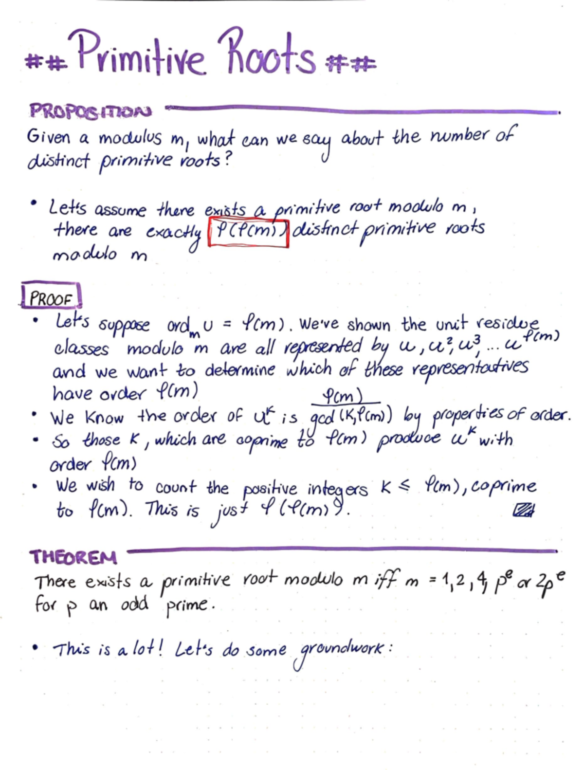 11. Primitive Roots Professor Matt Garcia Primitive Roots PROPOSITION Given a modulus m what