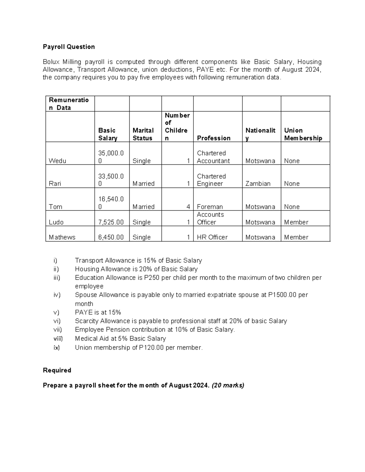 Payroll Question Class Activity August 2024 - Payroll Question Bolux ...
