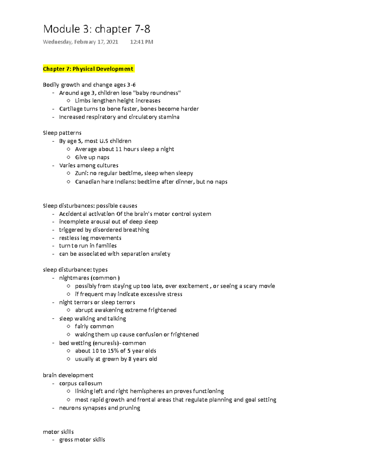 Module 3 Hdfs Notes Chapter 7 Physical Development Bodily Growth Module 3 Hdfs Notes Chapter 7 Physical Development Bodily Growth