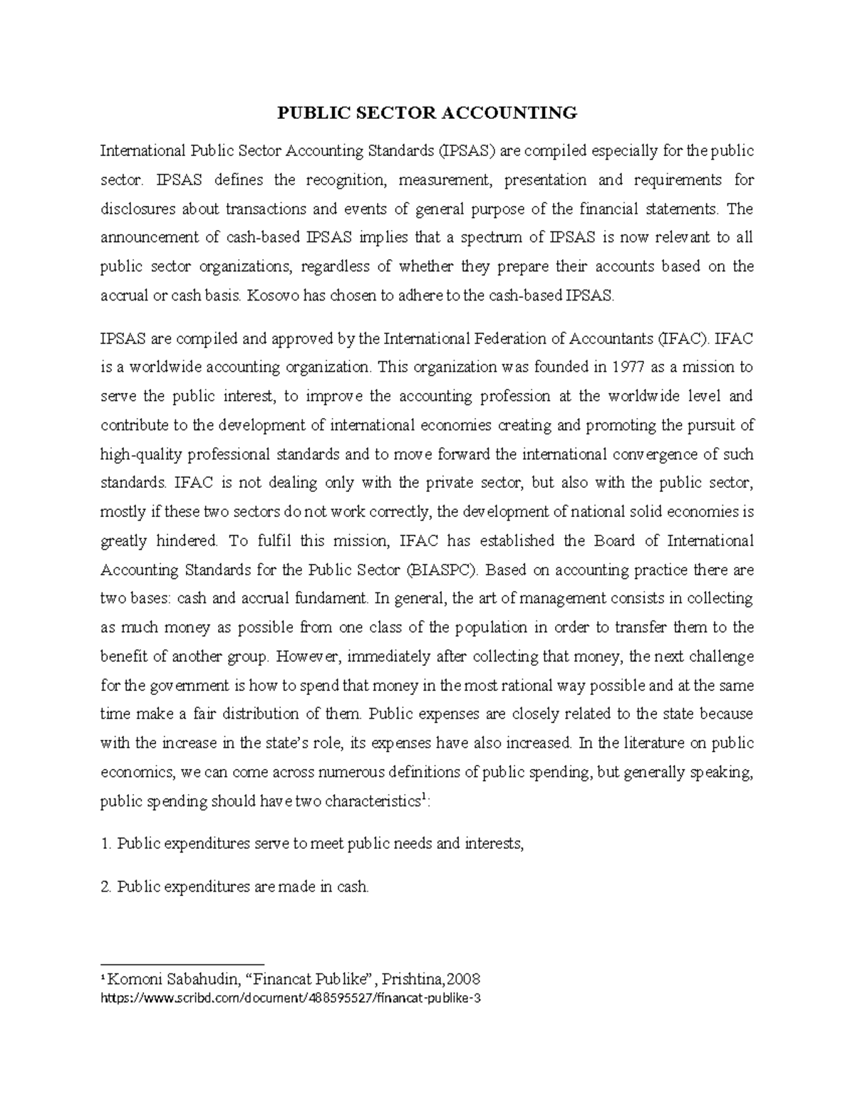 Academic writing koregirana PUBLIC SECTOR ACCOUNTING International