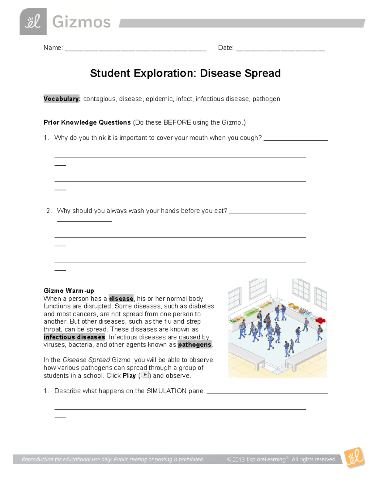 Disease Spread Gizmo Lab Student Copy Immune System Name