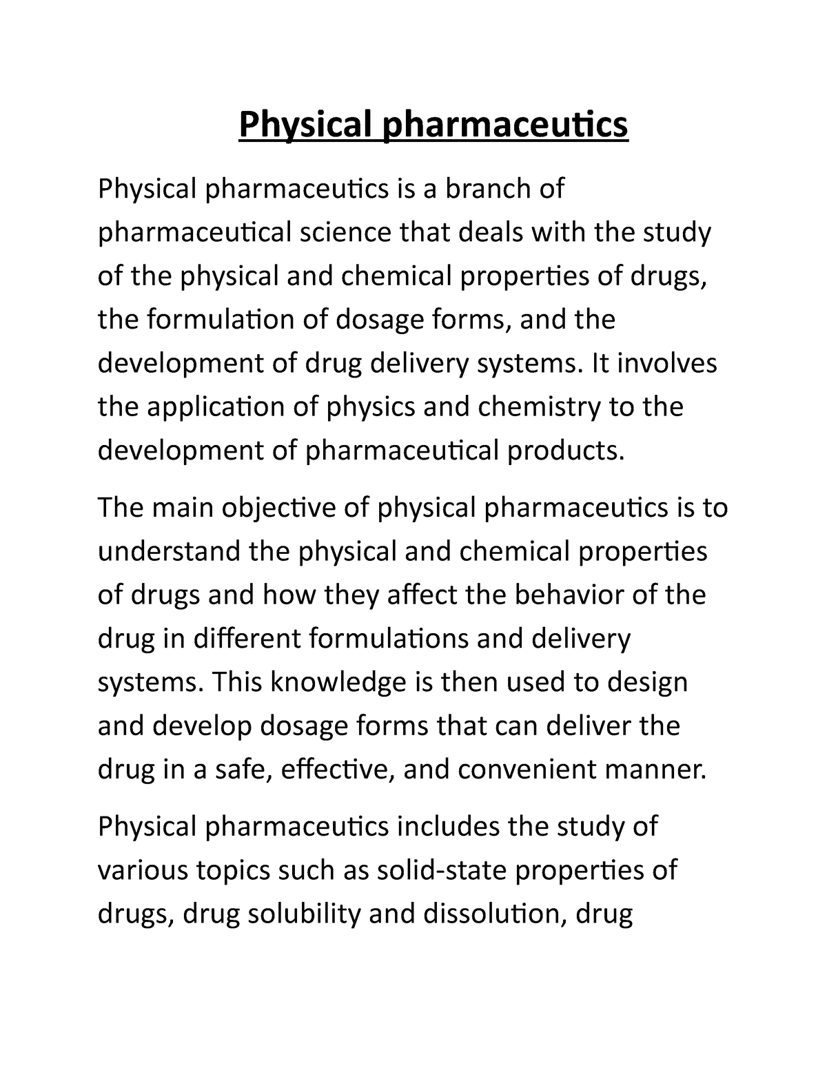 Physical Pharmaceutics - Physical Pharmaceutics Physical Pharmaceutics ...