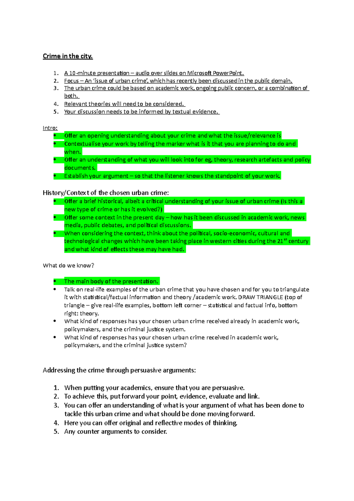 Crime in the city - 1. A 10-minute presentation – audio over slides on ...