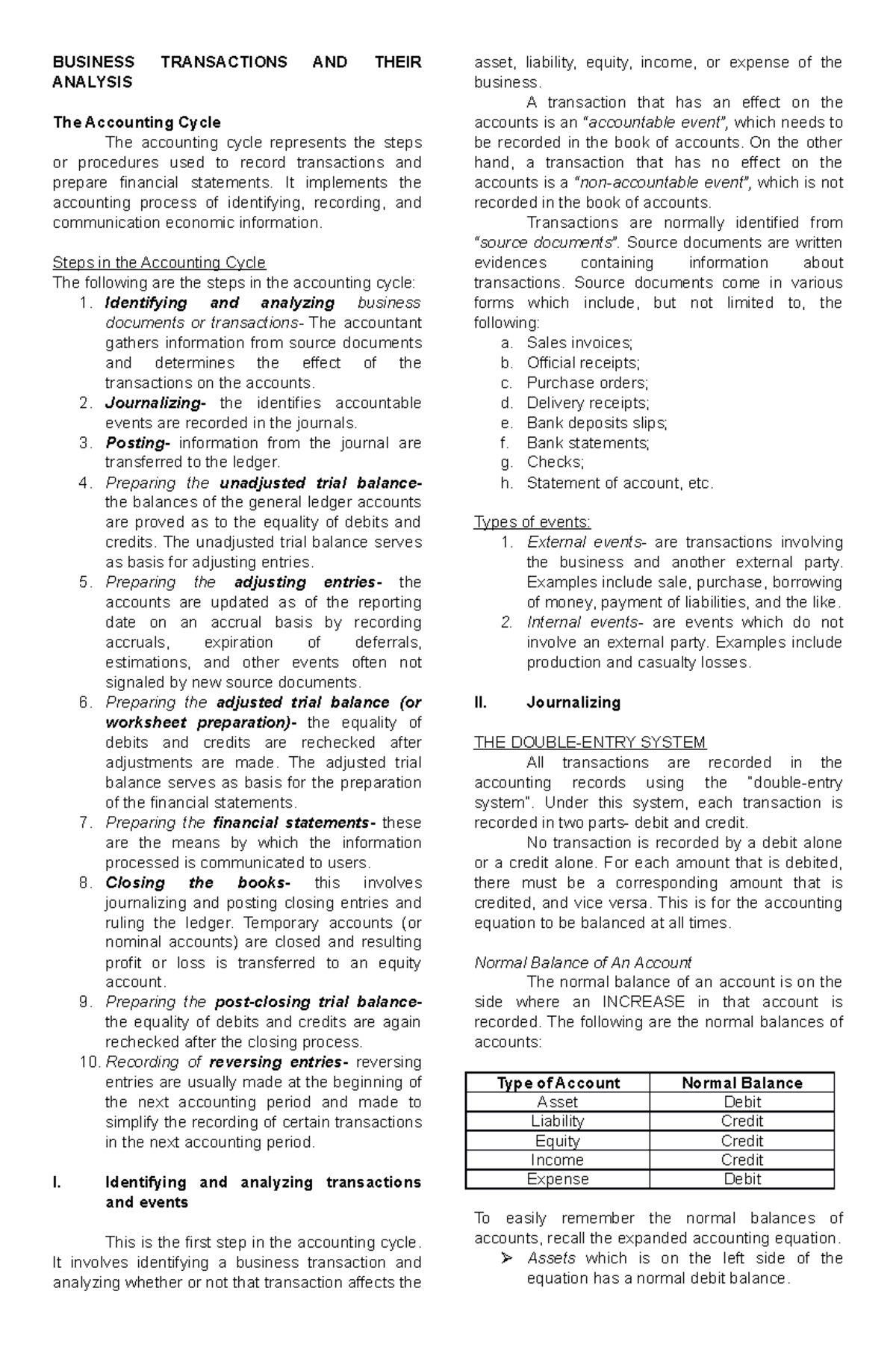 2nd Monthly Handout (Business Transactions and their Analysis ...