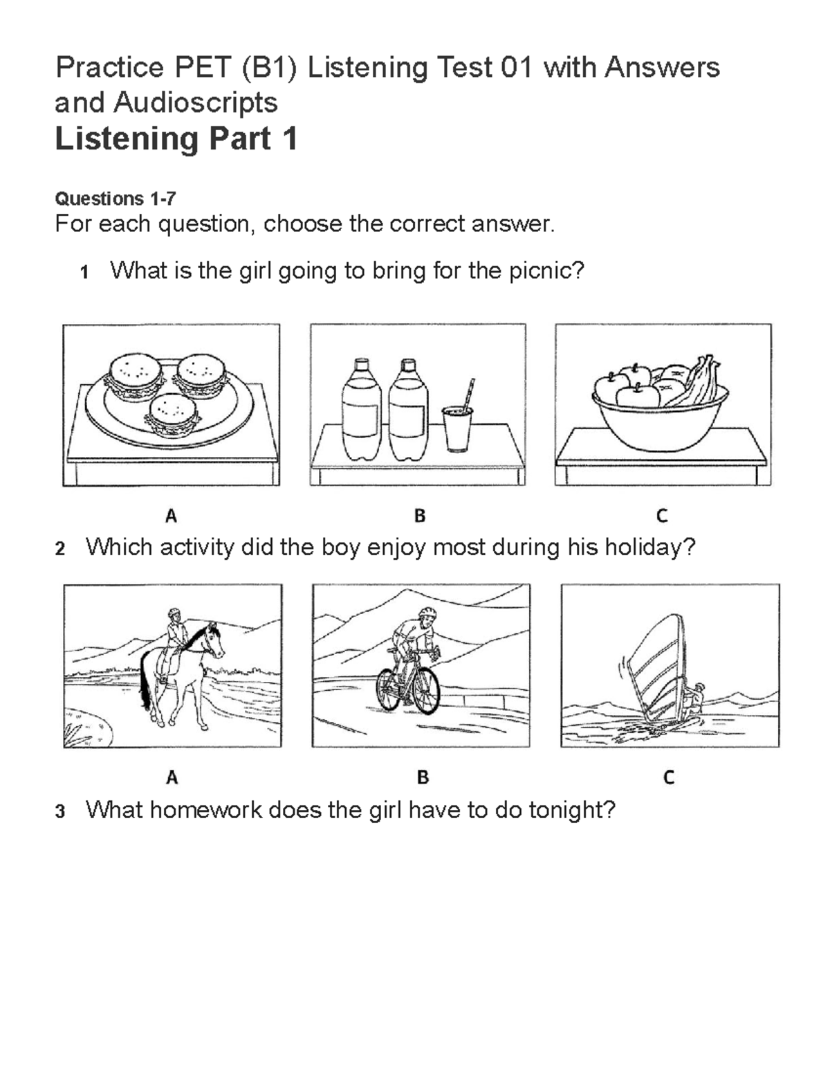 Practice PET- Listening - Practice PET (B1) Listening Test 01 With ...