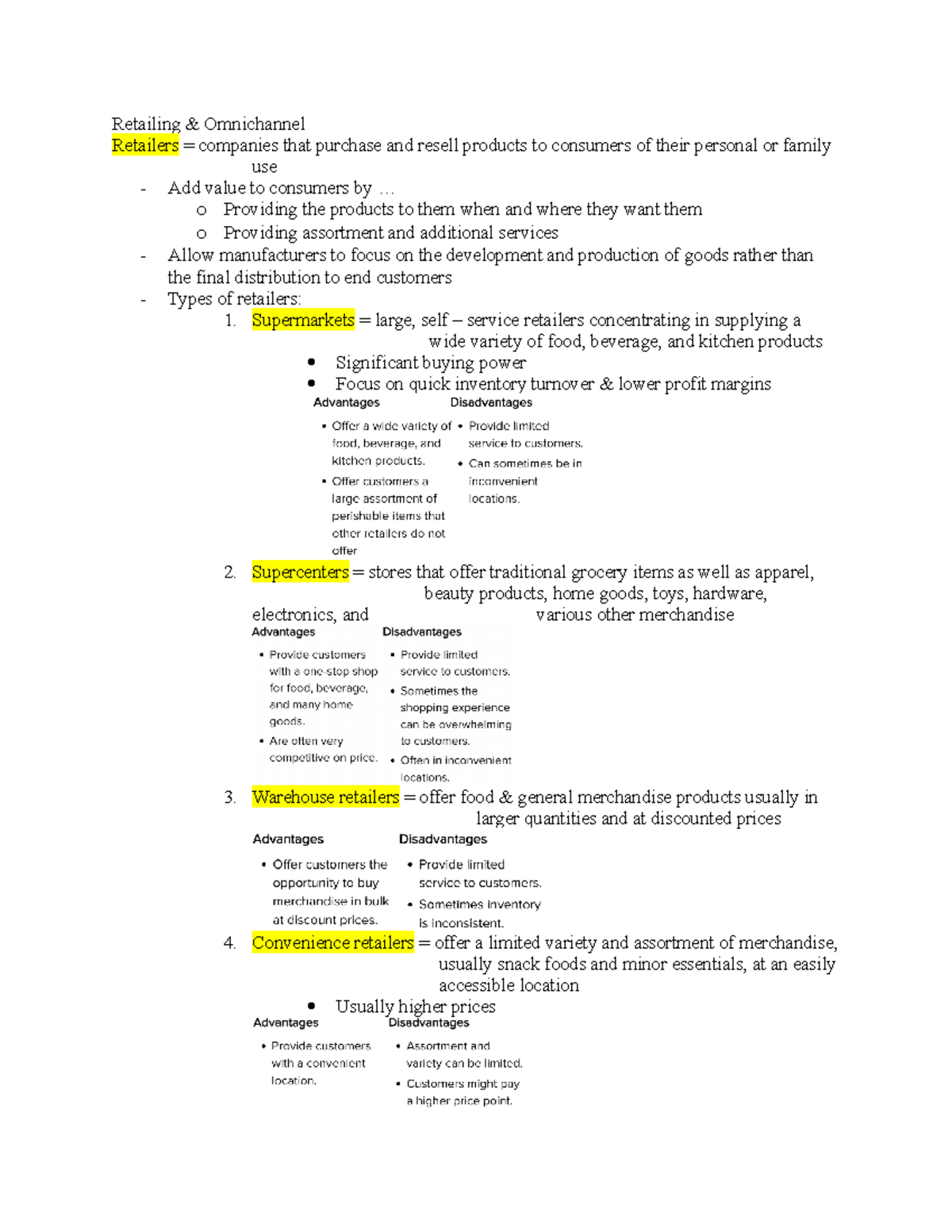 Unit 4 - unit 4 notes - Retailing & Omnichannel Retailers = companies ...