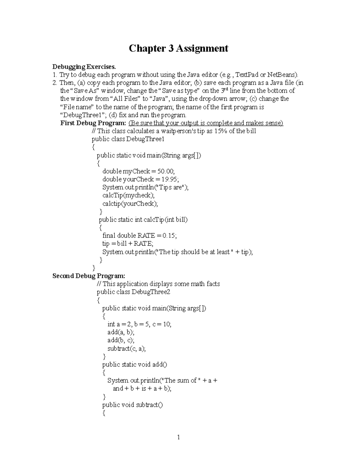 Chapter 3 Assignments - Steps in order to complete and understand the ...