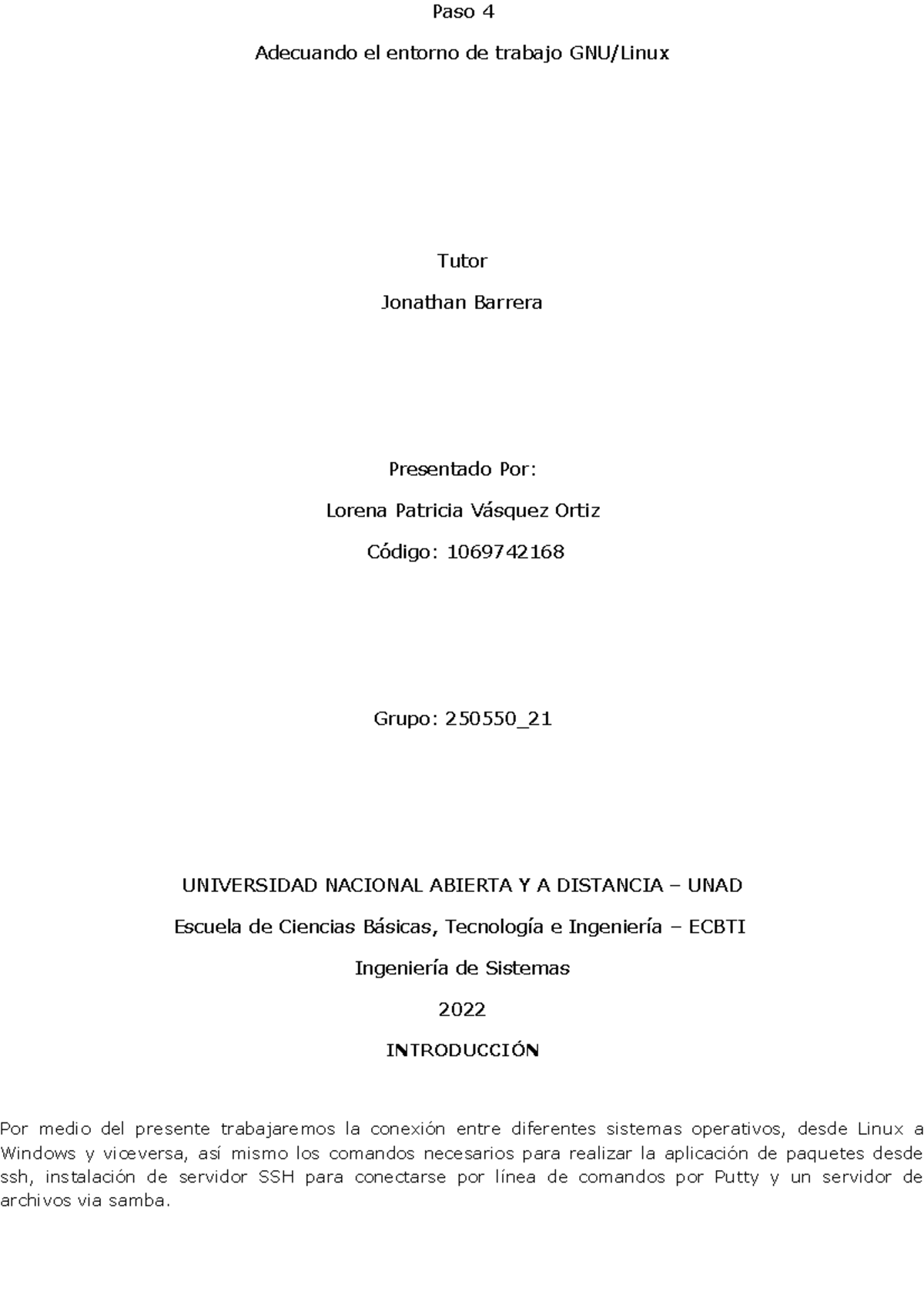 Paso 4 individual - kdkdkdekkdkdff - Paso 4 Adecuando el entorno de ...