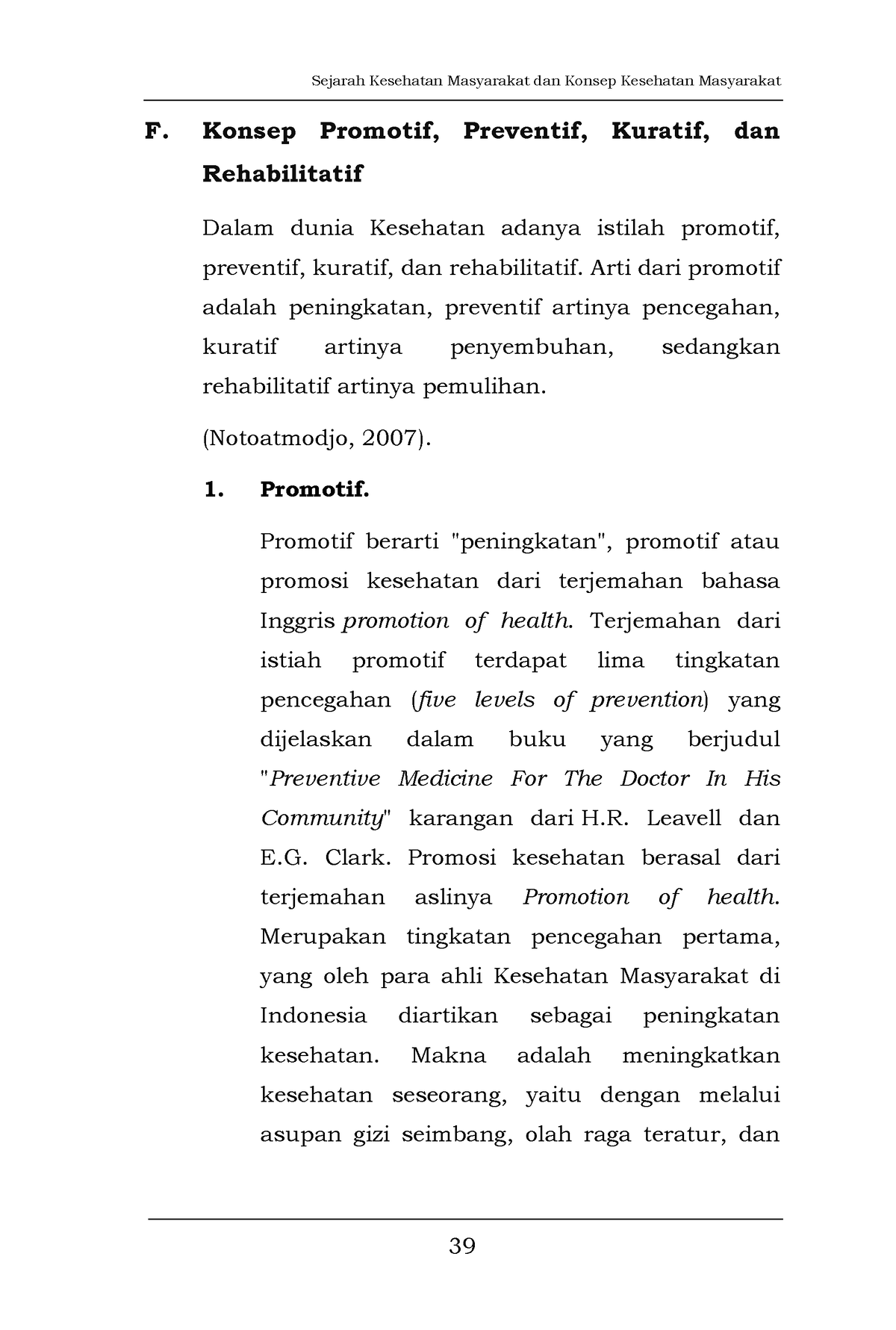 Dasar Ilmu Kesehatan Masyarakat 6 - F. Konsep Promotif, Preventif ...