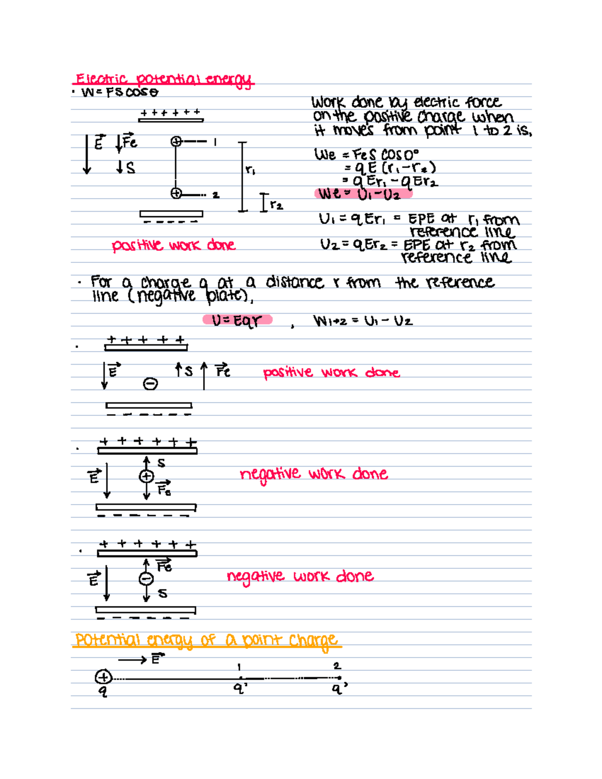 Ch 18 - Electric Potential and Capacities - Electric potential energy W ...