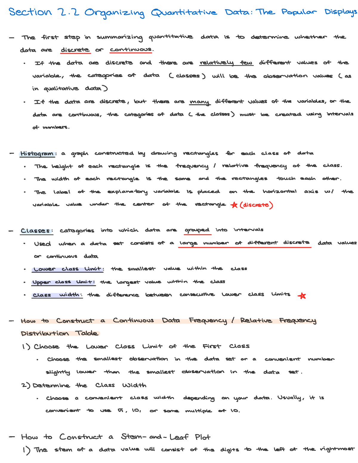 Chapter 2.2 Organizing Quantitative Data The Popular Displays - section ...