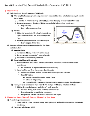 Exam 2 Study Guide - Sleep & Dreaming (324) Exam #2 Study Guide ...