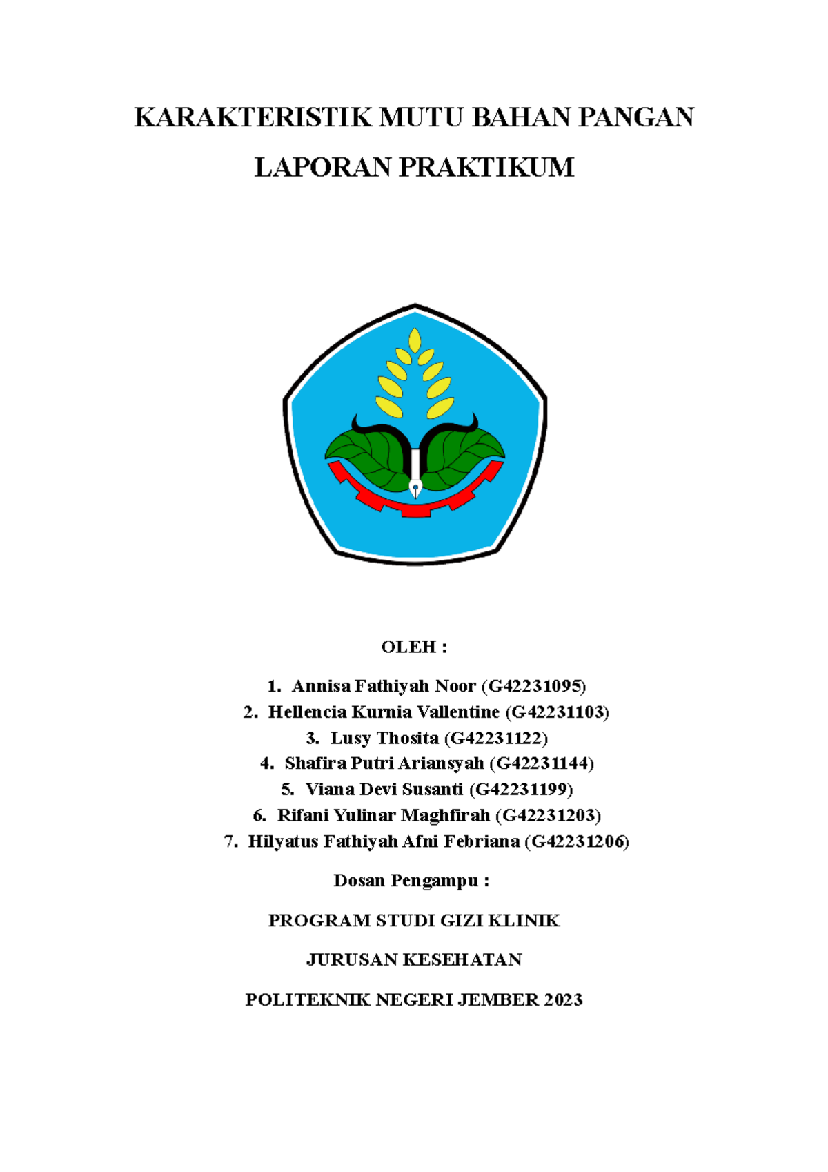 Analisis Bahan Makanan - KARAKTERISTIK MUTU BAHAN PANGAN LAPORAN ...