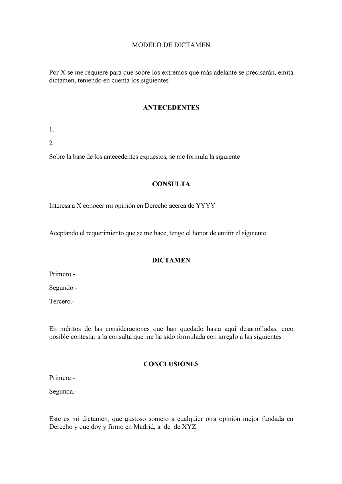 Modelo De Dictamen Modelo De Dictamen Por X Se Me Requiere Para Que Sobre Los Extremos Que Más 7834