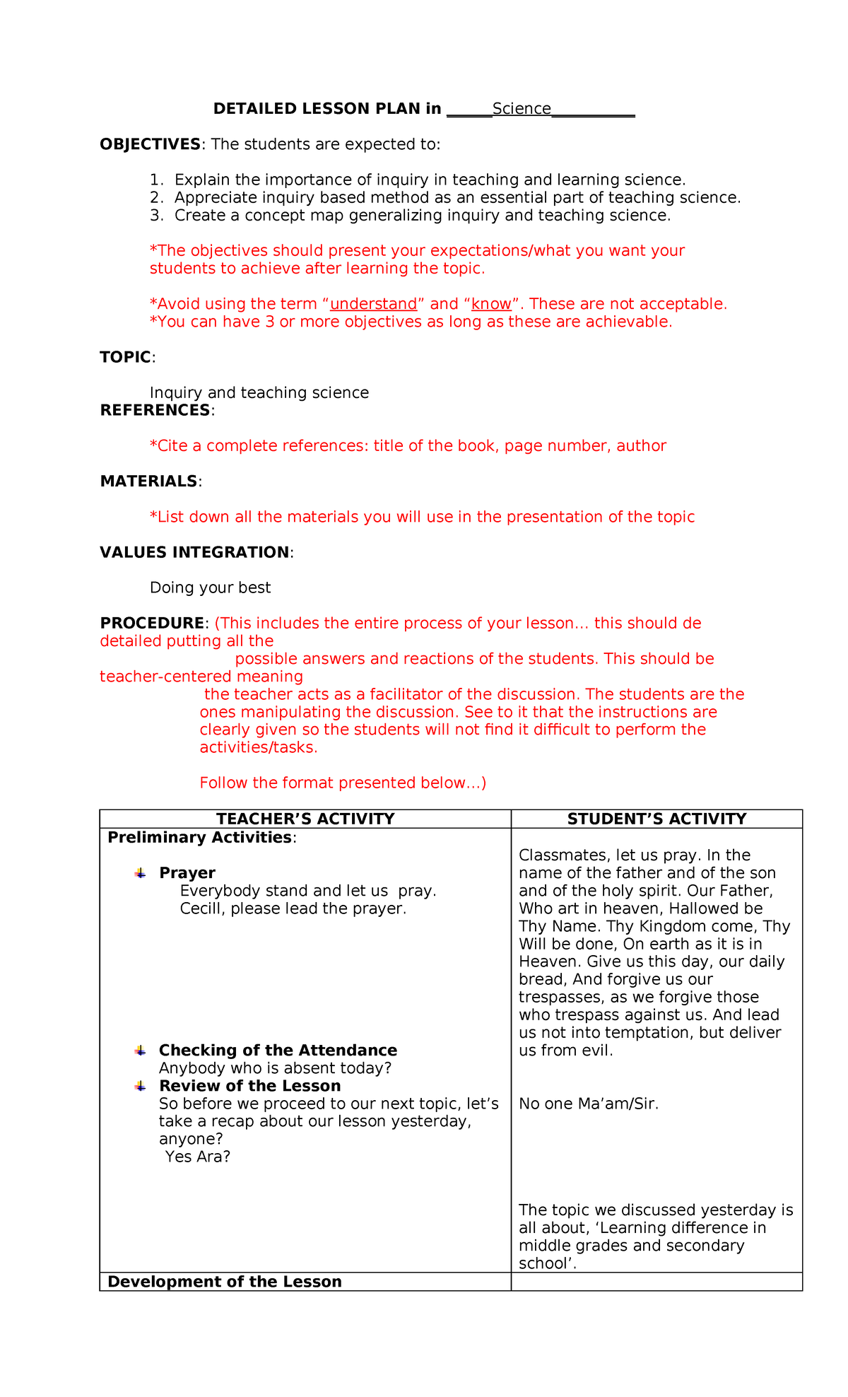 Lesson-PLAN demo - none - DETAILED LESSON PLAN in Science ...