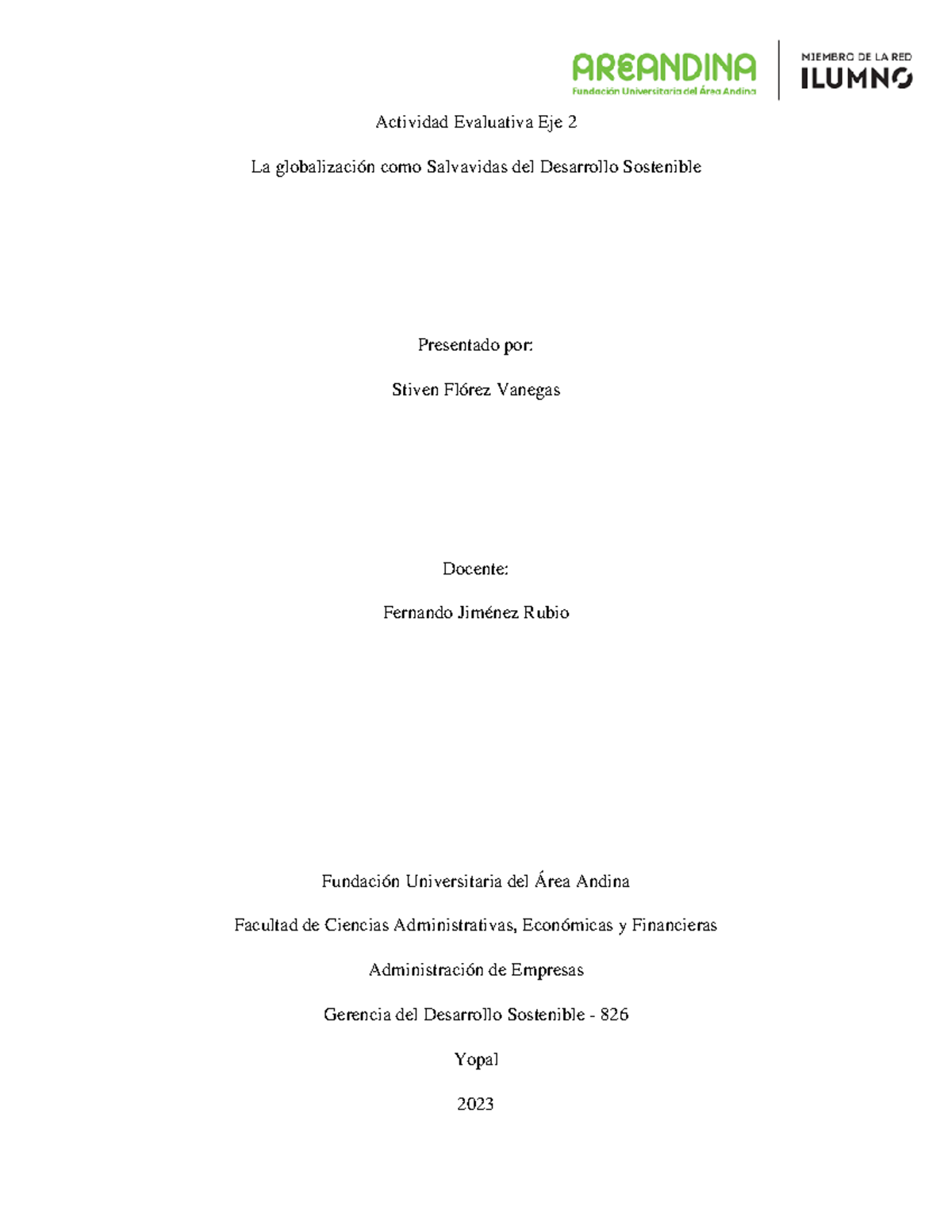 Gerencia Del Desarrollo Sostenible Eje 2 Actividad Evaluativa Eje 2