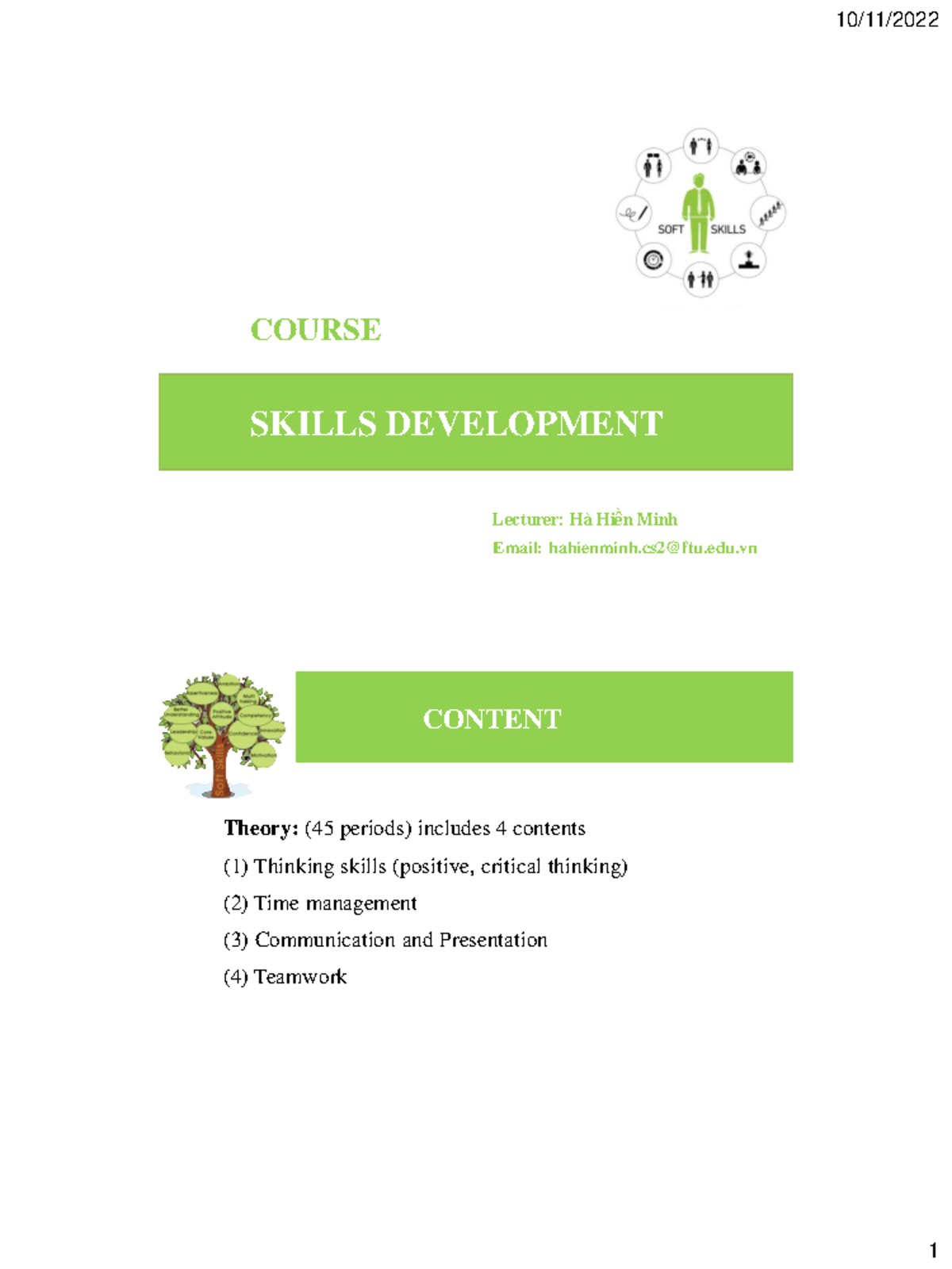 Chapter 1 - Introduction - Hm - Skills Development Course Lecturer: Hà 