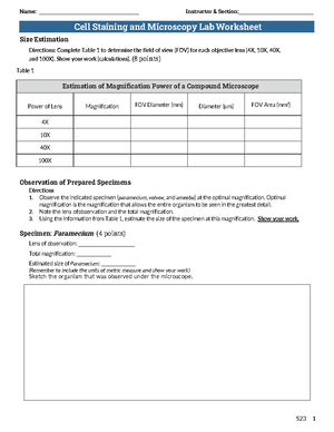 S23 Protein Analysis Worksheet - Name: Instructor & Section: Protein ...