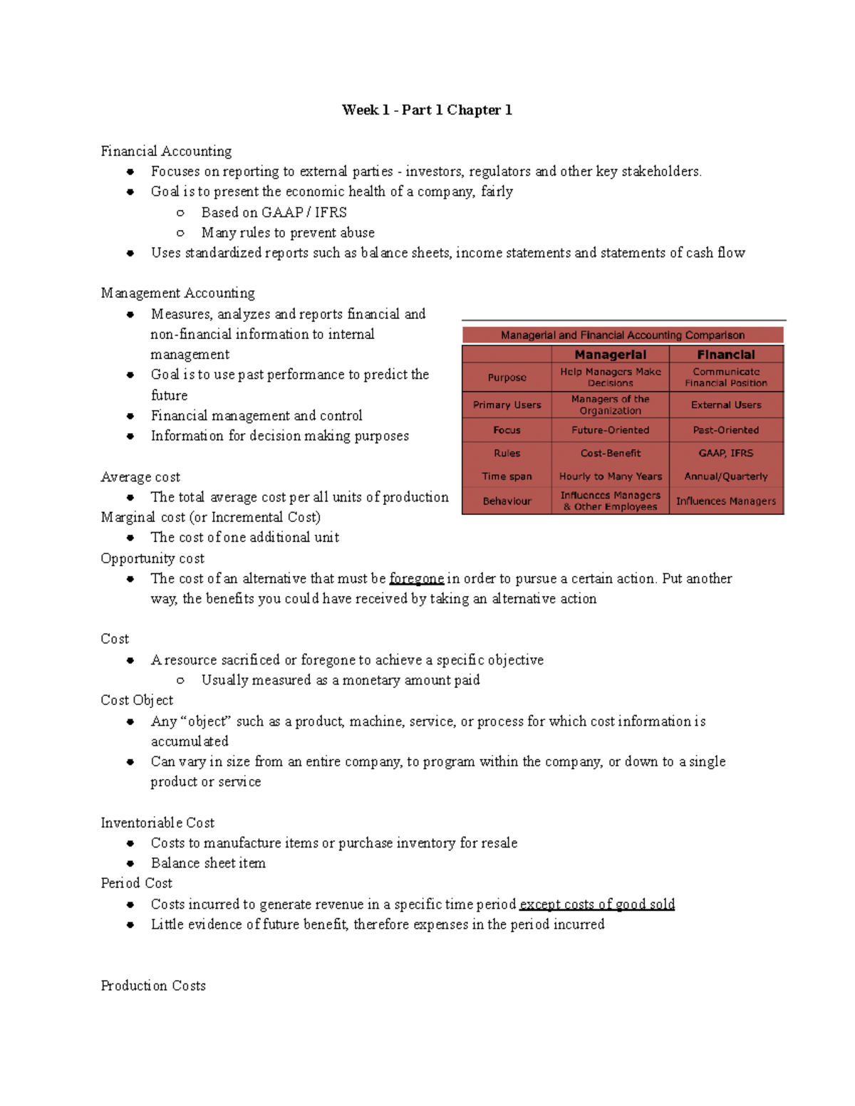 Cost Accounting Notes-2 - Week 1 - Part 1 Chapter 1 Financial ...