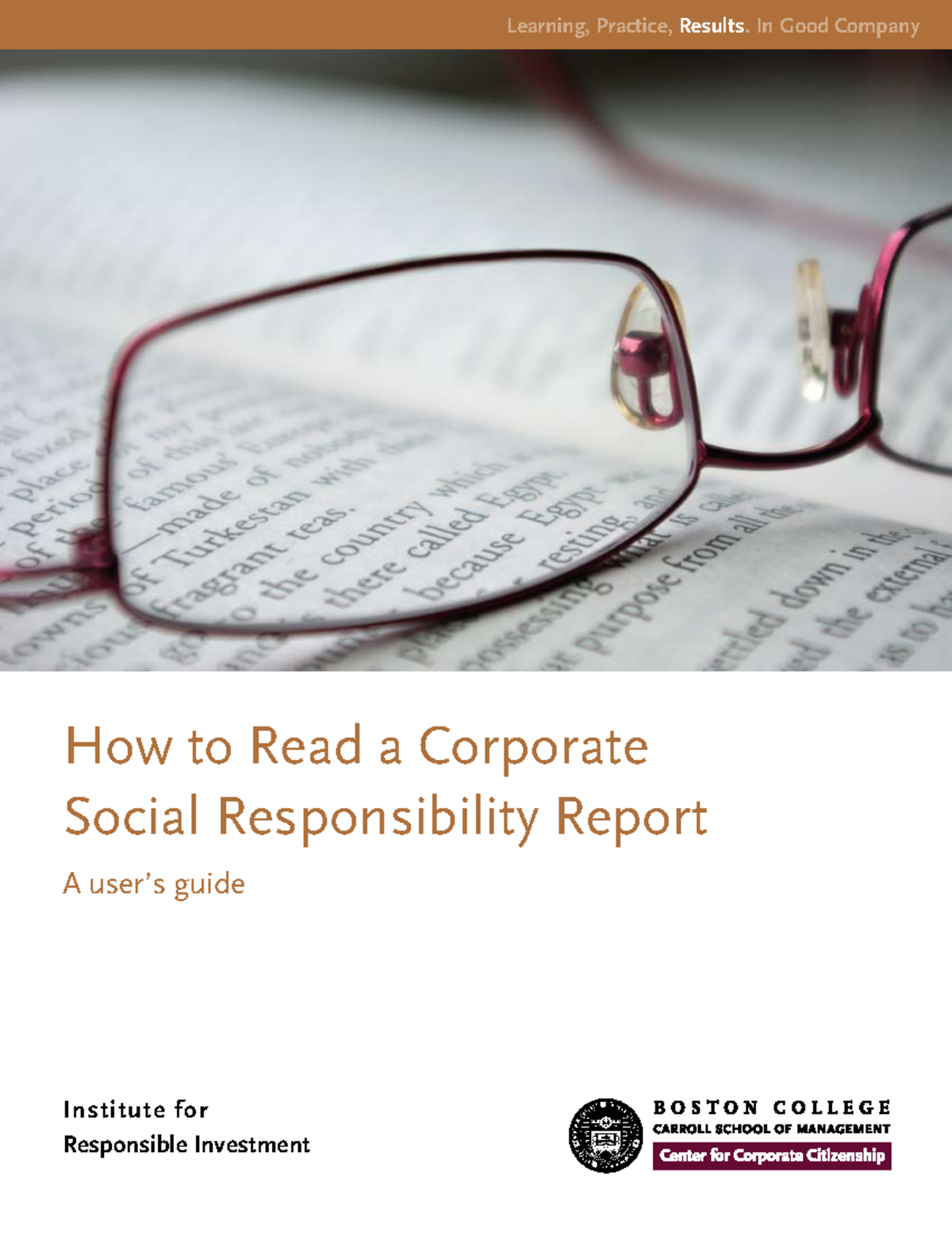 How to read a corporate social responsibility report -FBSOJOH 1SBDUJDF ...