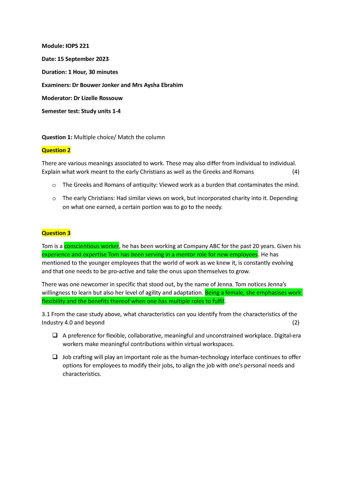 IOPS 221 Semester Test 2023 Memo Final - Module: IOPS 221 Date: 15 ...