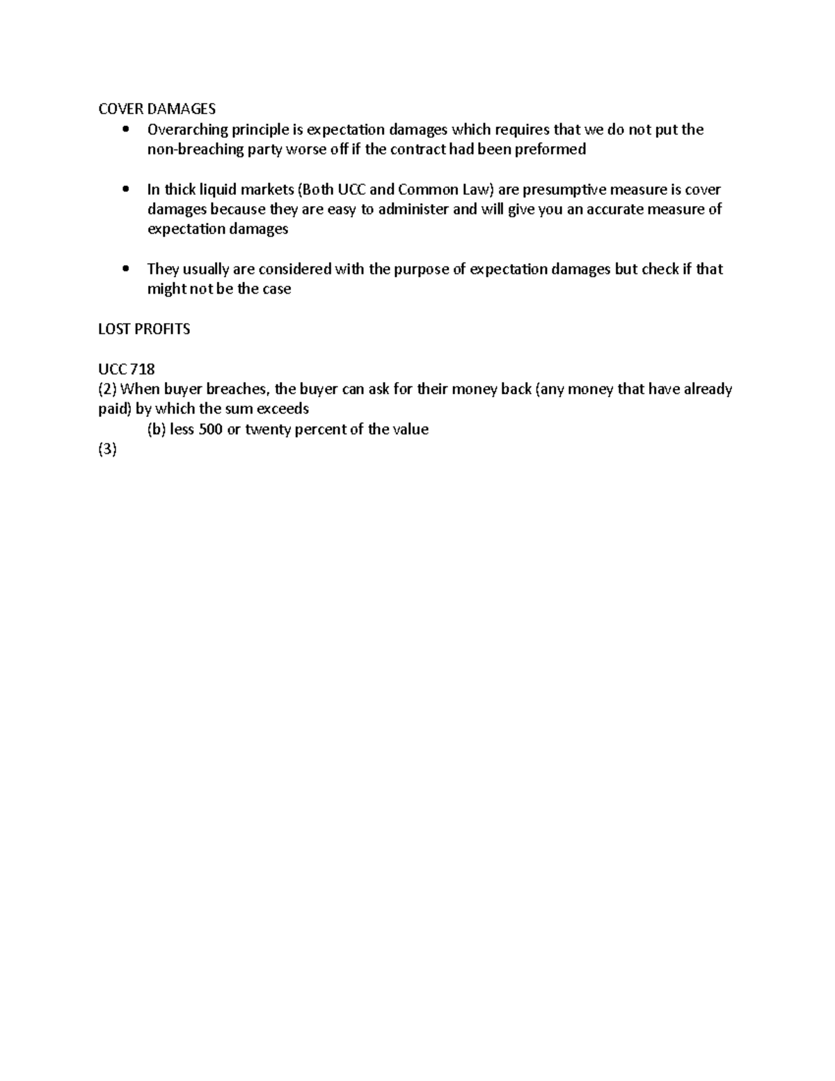 Cover Damages N/A COVER DAMAGES Overarching principle is