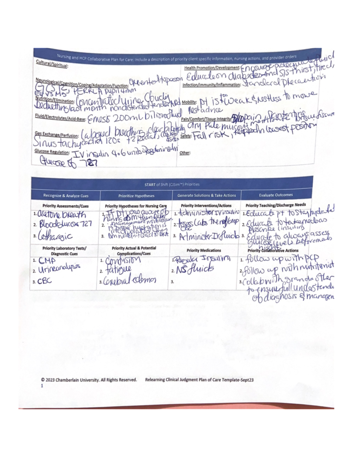 Relearning Clinical judgment plan of care NR328 Studocu