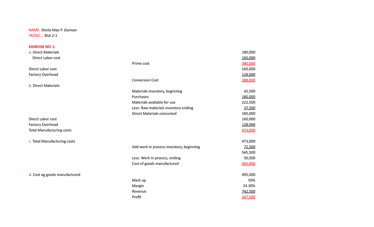 Strategic cost management - NAME: Sheila Mae P. Damian a. Direct ...