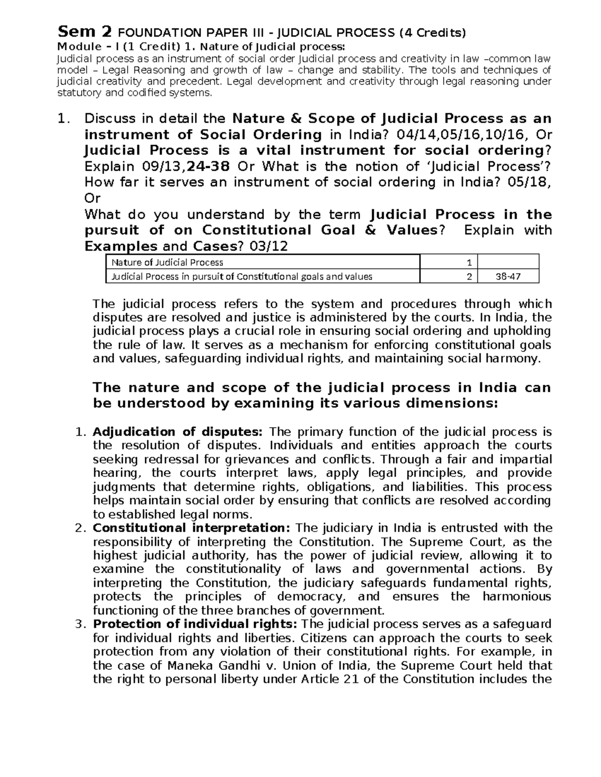 1. Judicial Process Important Question and Answer - Sem 2 FOUNDATION ...
